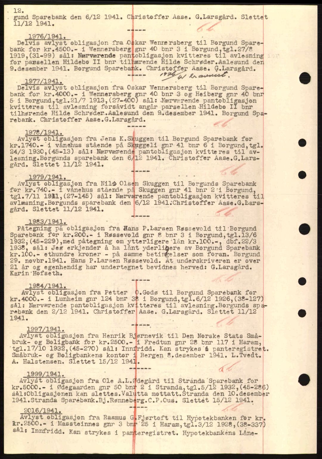 Nordre Sunnmøre sorenskriveri, SAT/A-0006/1/2/2C/2Ca: Mortgage book no. B1-6, 1938-1942, Diary no: : 1976/1941