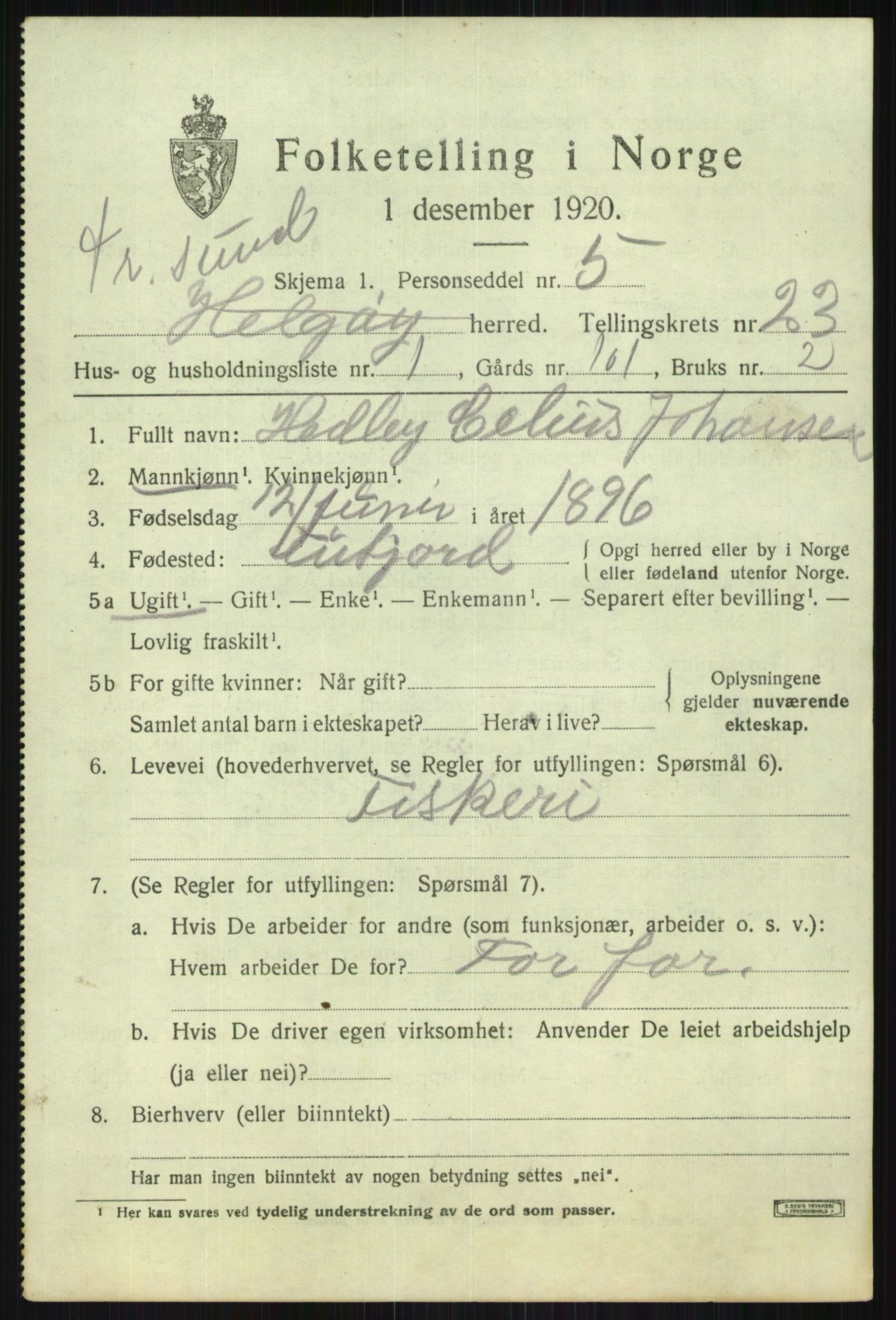 SATØ, 1920 census for Tromsøysund, 1920, p. 11624