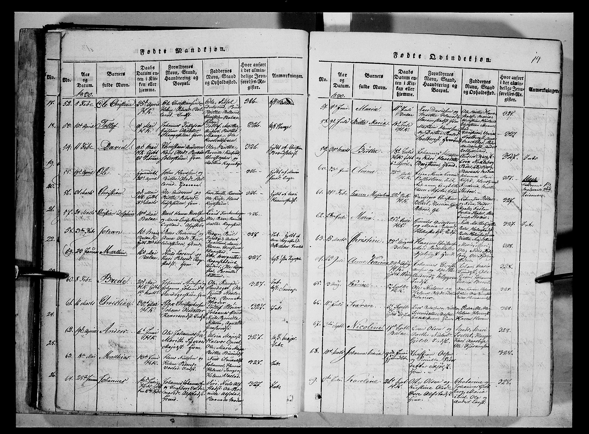 Østre Toten prestekontor, AV/SAH-PREST-104/H/Ha/Haa/L0001: Parish register (official) no. 1, 1828-1839, p. 14