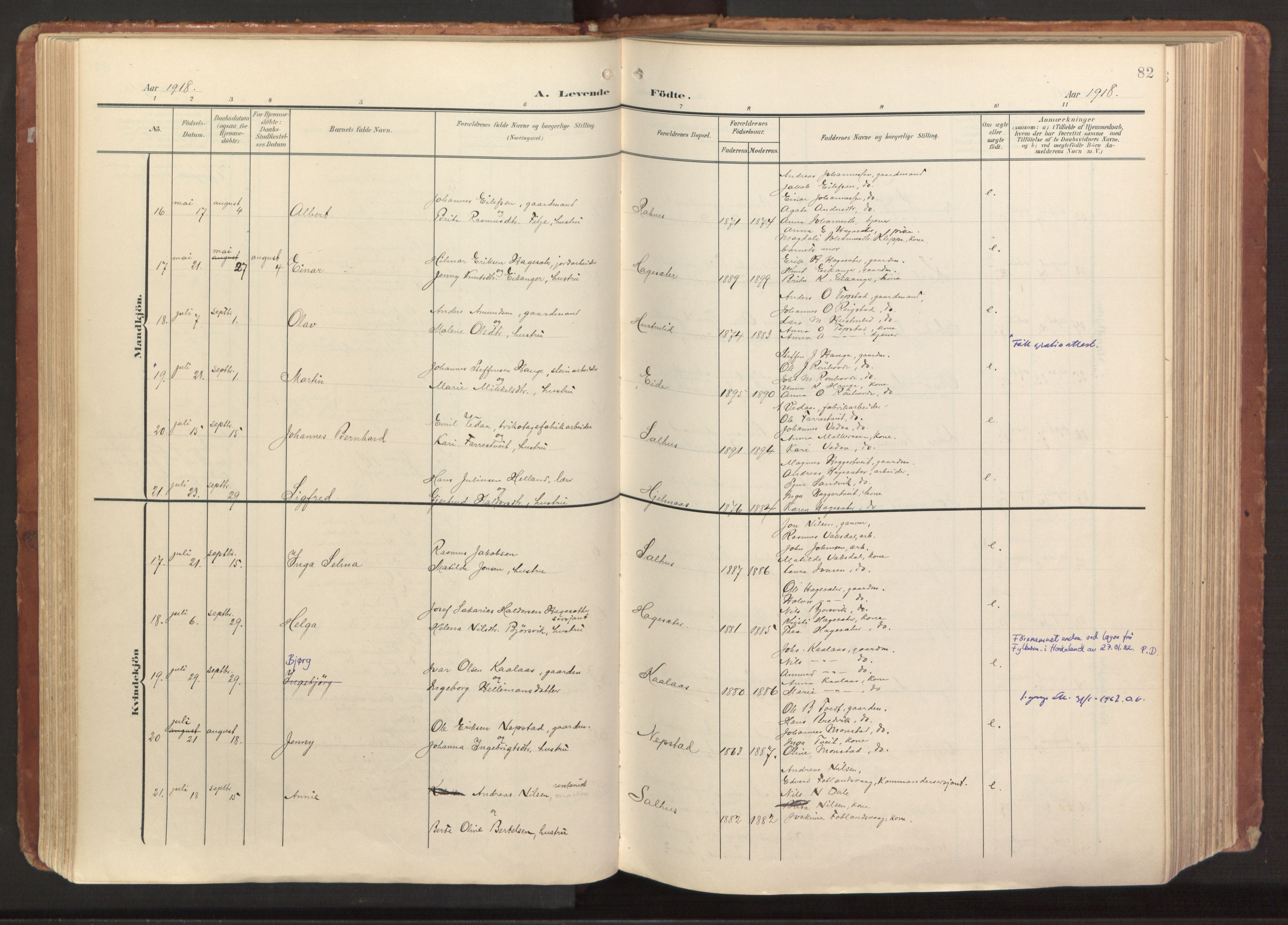 Hamre sokneprestembete, AV/SAB-A-75501/H/Ha/Haa/Haab/L0002: Parish register (official) no. B 2, 1905-1924, p. 82