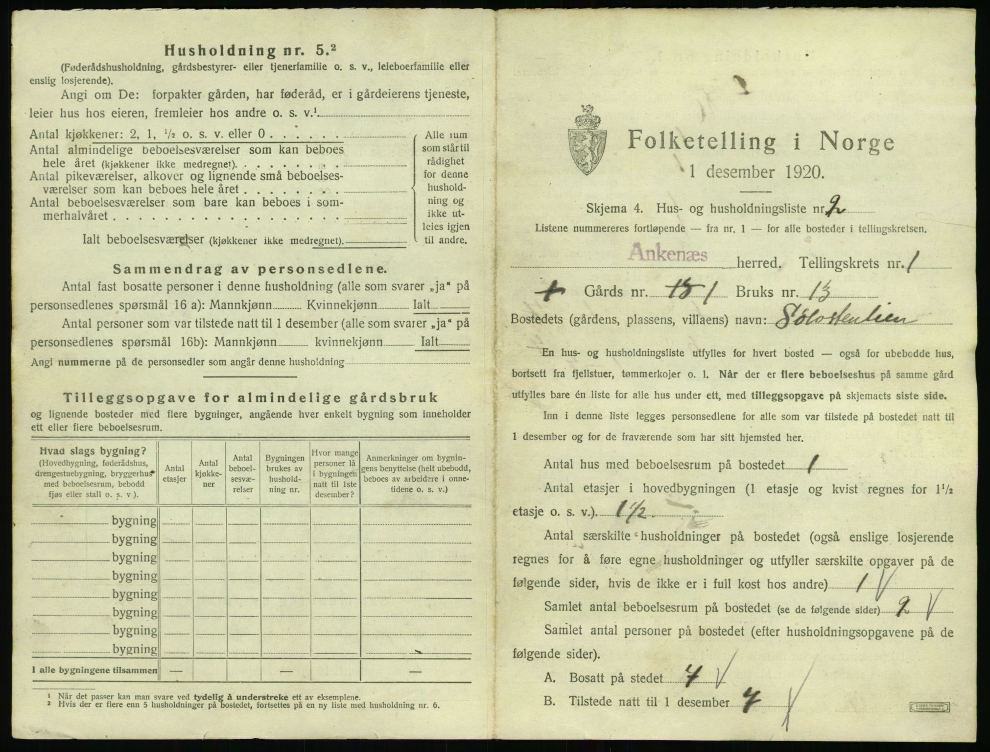 SAT, 1920 census for Ankenes, 1920, p. 79