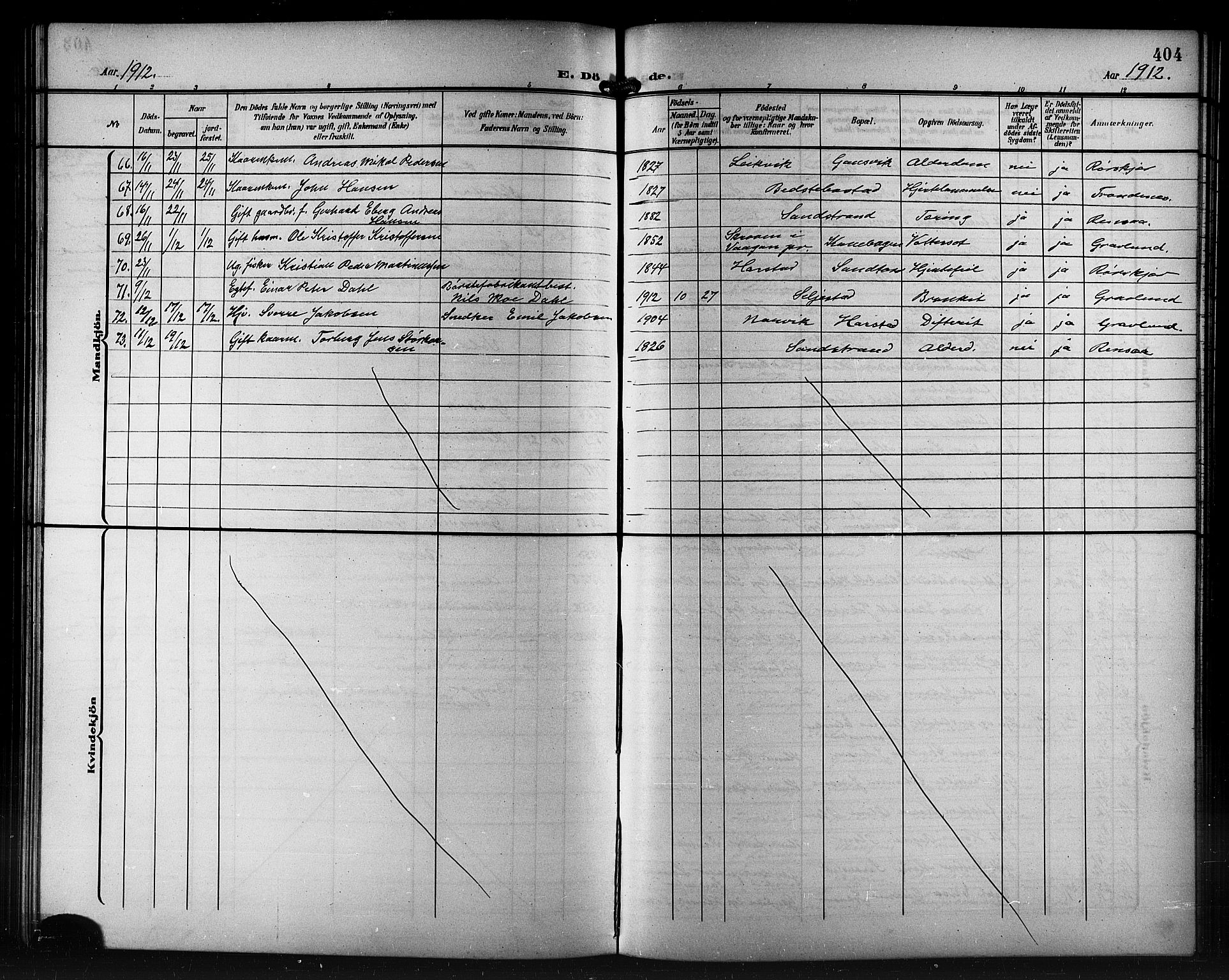 Trondenes sokneprestkontor, AV/SATØ-S-1319/H/Hb/L0012klokker: Parish register (copy) no. 12, 1907-1916, p. 404