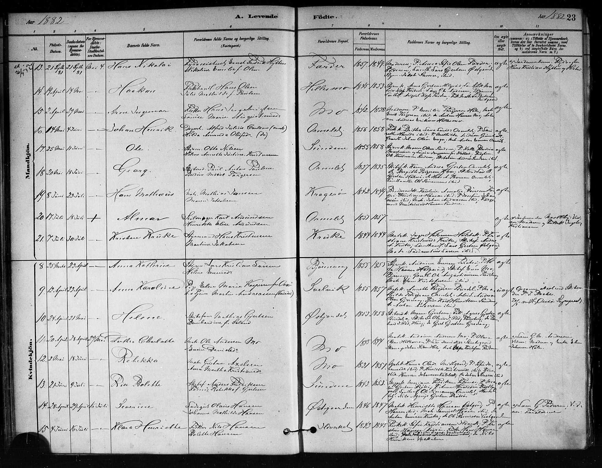 Tjøme kirkebøker, AV/SAKO-A-328/F/Fa/L0001: Parish register (official) no. I 1, 1879-1890, p. 23