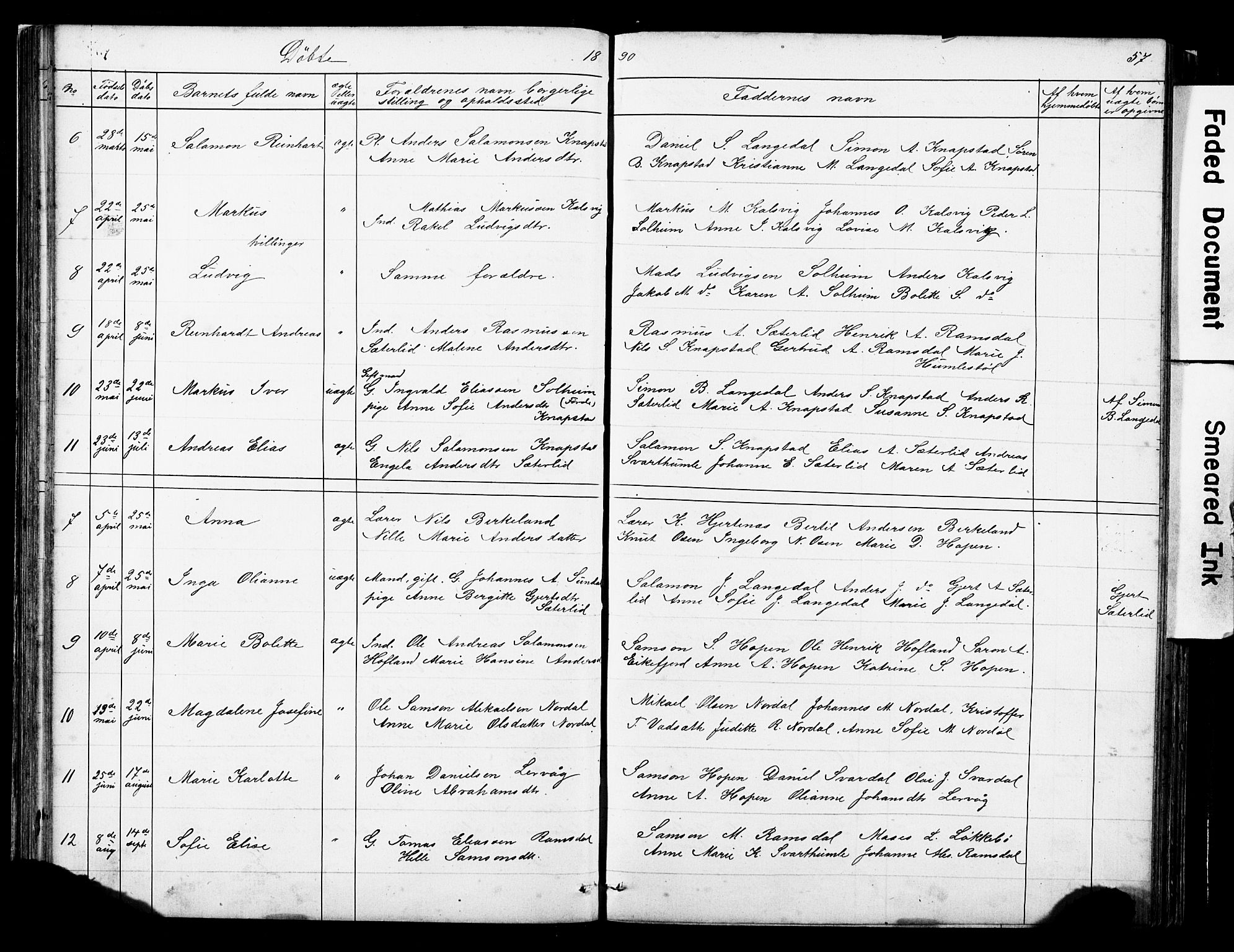 Kinn sokneprestembete, AV/SAB-A-80801/H/Hab/Habe/L0001: Parish register (copy) no. E 1, 1864-1899, p. 57