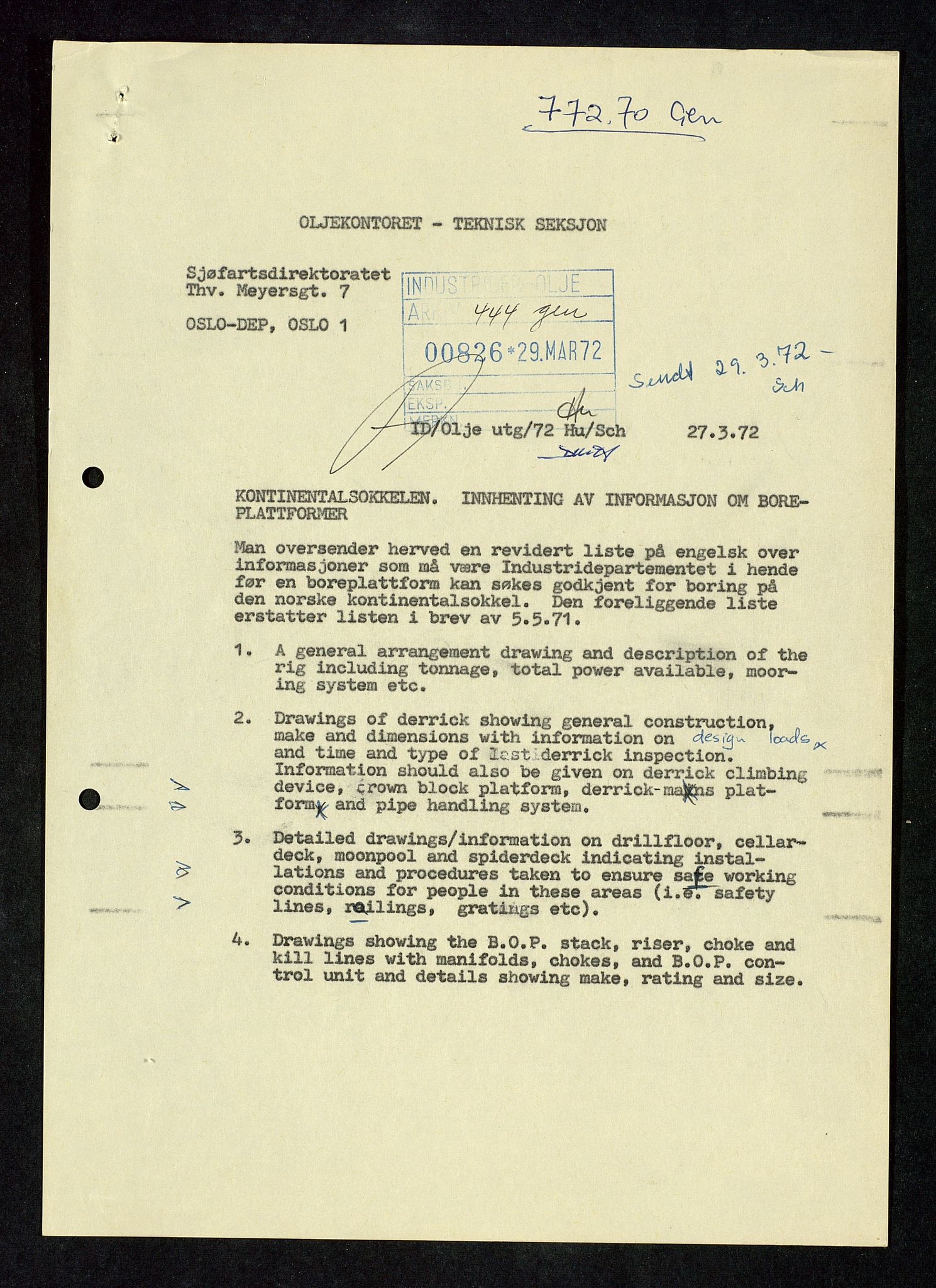 Industridepartementet, Oljekontoret, AV/SAST-A-101348/Da/L0011: Arkivnøkkel 753 - 792 Produksjonsopplegg, boreutstyr, rapporter , målinger, 1966-1972, p. 565