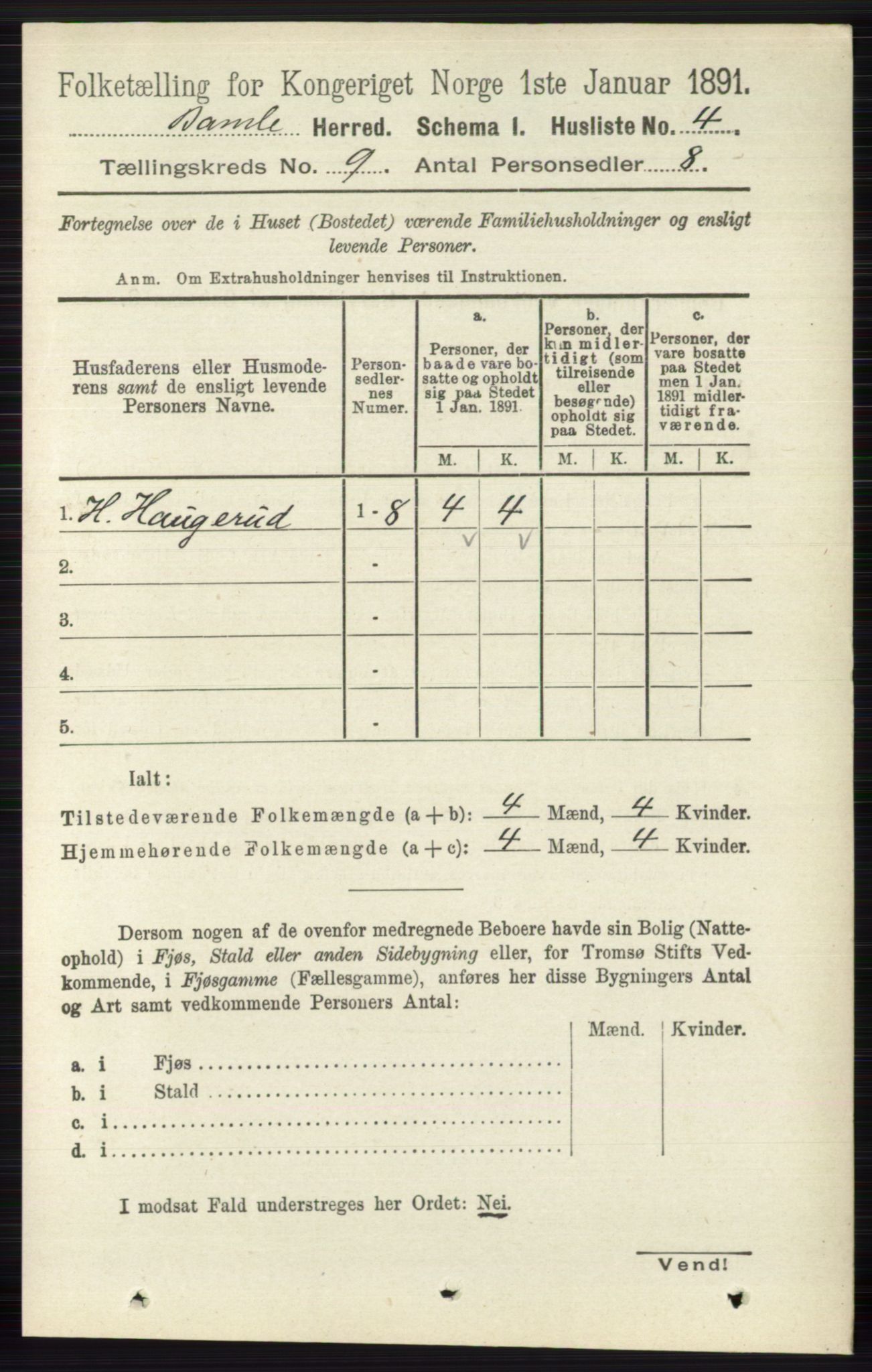 RA, 1891 census for 0814 Bamble, 1891, p. 4002