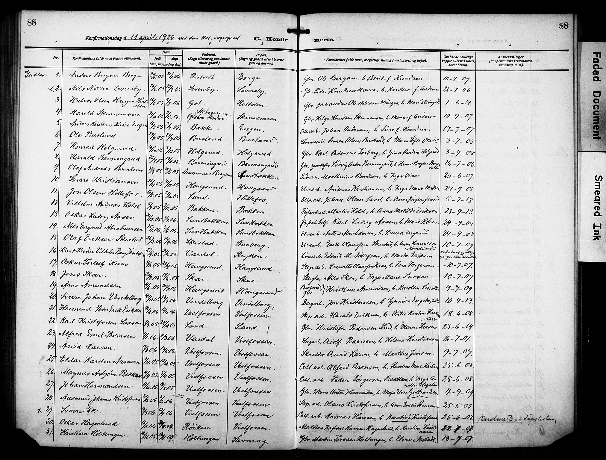 Eiker kirkebøker, AV/SAKO-A-4/F/Fb/L0006: Parish register (official) no. II 6, 1908-1928, p. 88