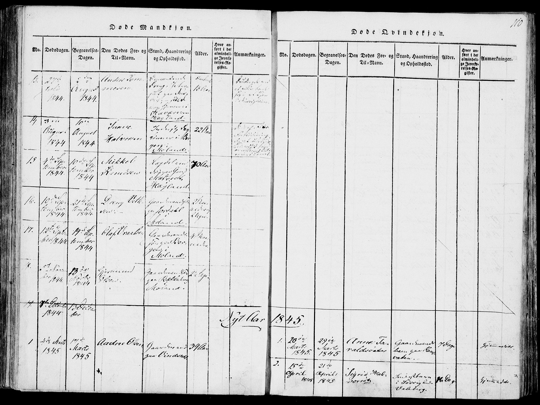 Fyresdal kirkebøker, SAKO/A-263/F/Fa/L0004: Parish register (official) no. I 4, 1815-1854, p. 110