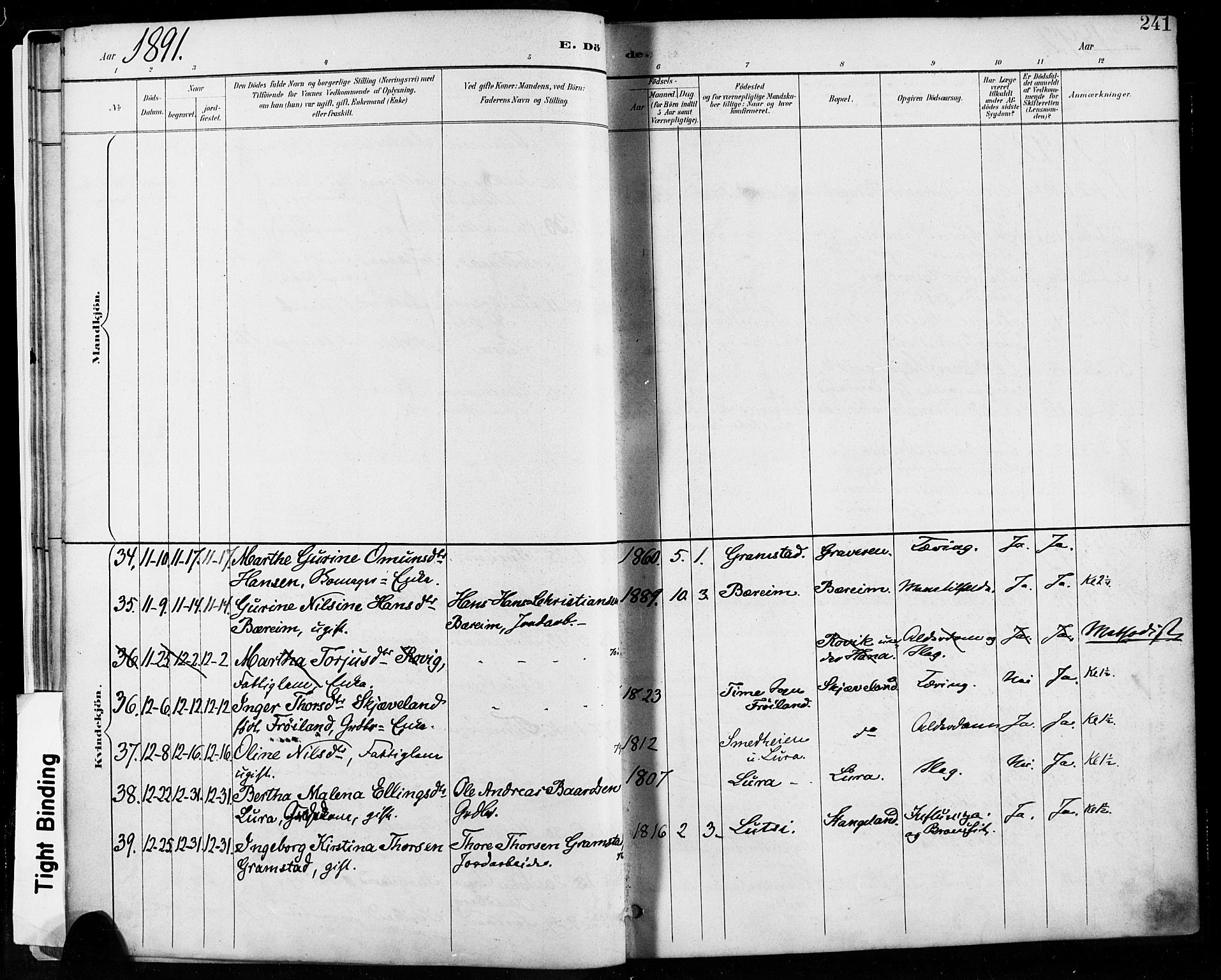 Høyland sokneprestkontor, AV/SAST-A-101799/001/30BA/L0013: Parish register (official) no. A 13.2, 1889-1898, p. 241