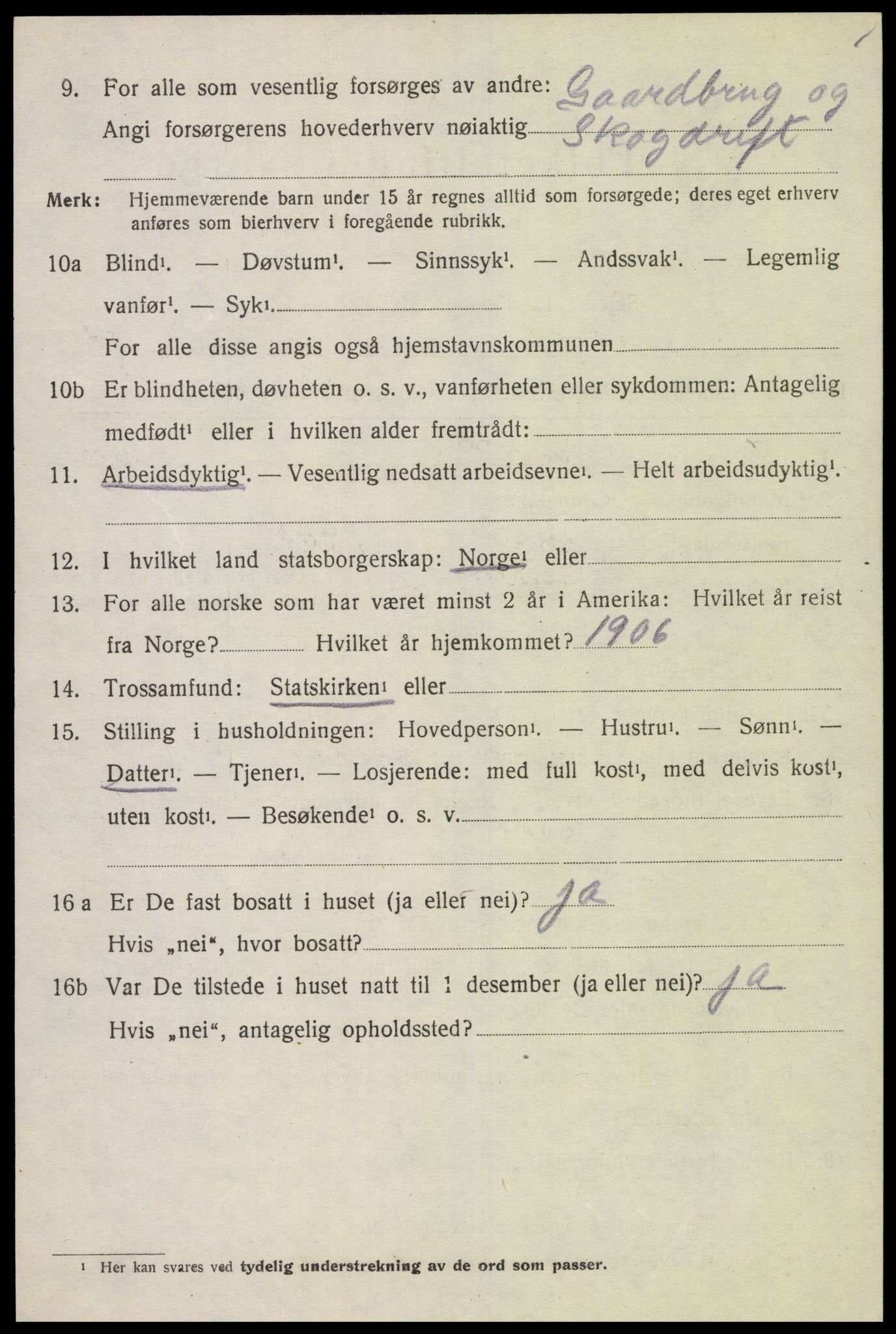 SAK, 1920 census for Holum, 1920, p. 2094