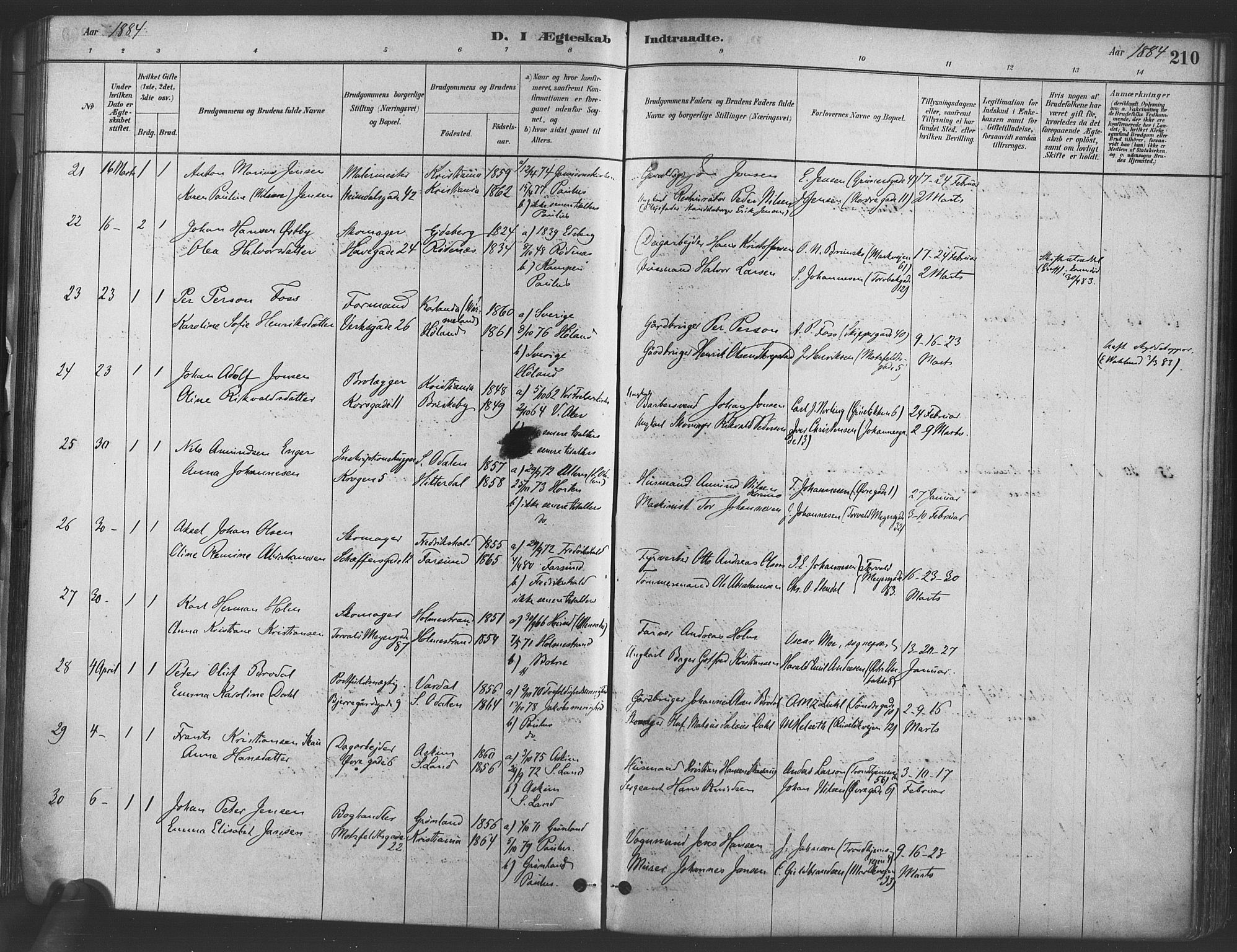 Paulus prestekontor Kirkebøker, AV/SAO-A-10871/F/Fa/L0004: Parish register (official) no. 4, 1879-1891, p. 210