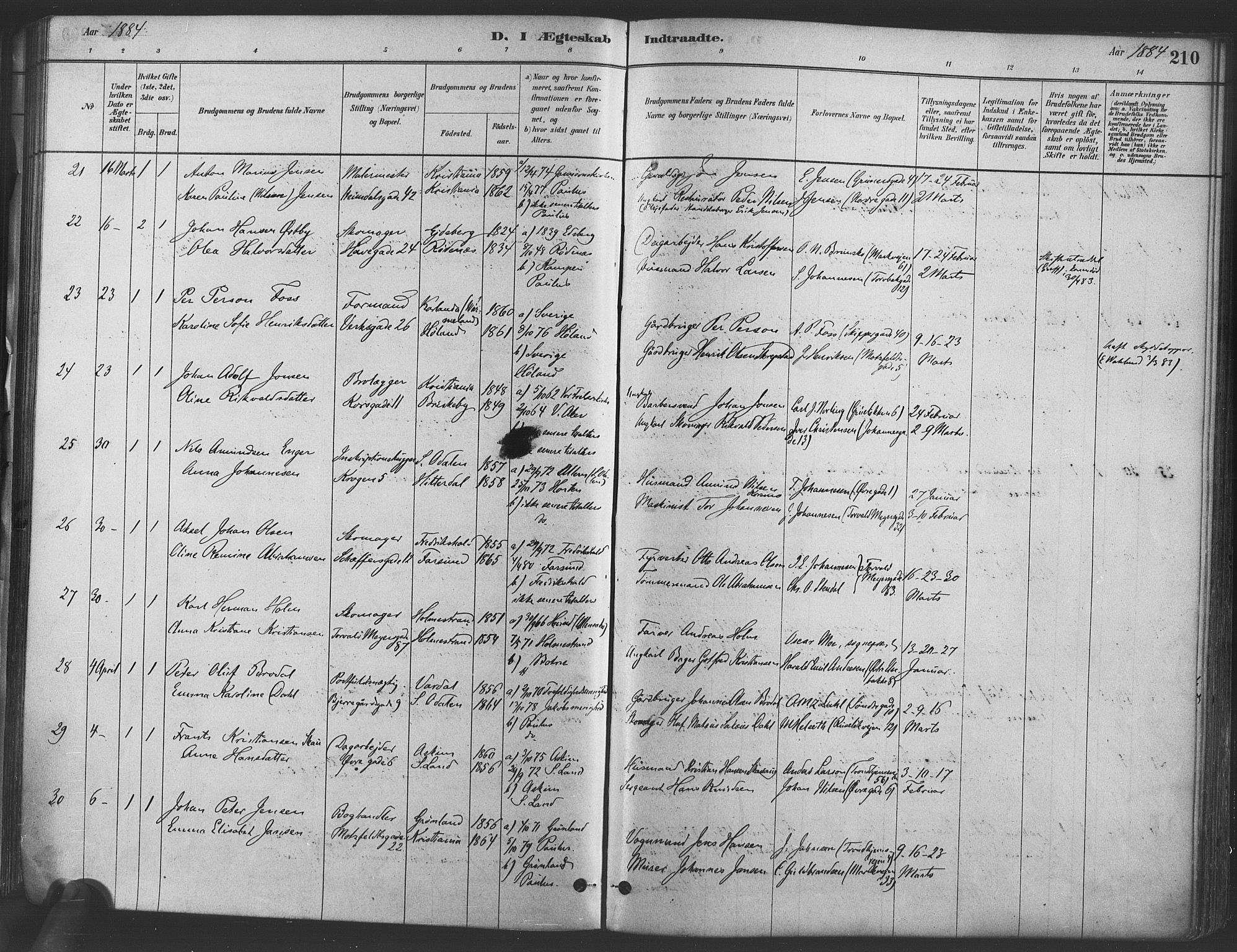 Paulus prestekontor Kirkebøker, AV/SAO-A-10871/F/Fa/L0004: Parish register (official) no. 4, 1879-1891, p. 210