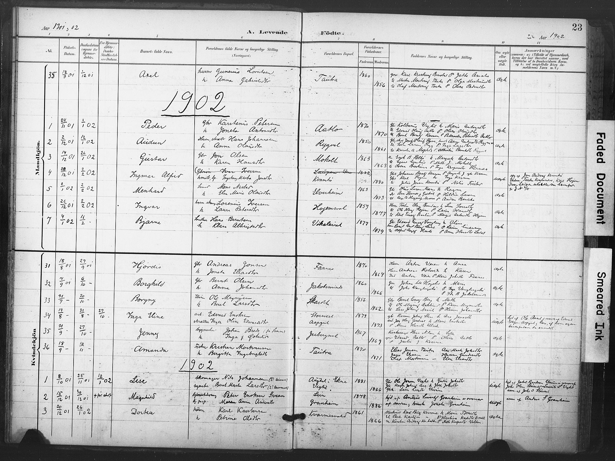 Ministerialprotokoller, klokkerbøker og fødselsregistre - Nord-Trøndelag, SAT/A-1458/713/L0122: Parish register (official) no. 713A11, 1899-1910, p. 23