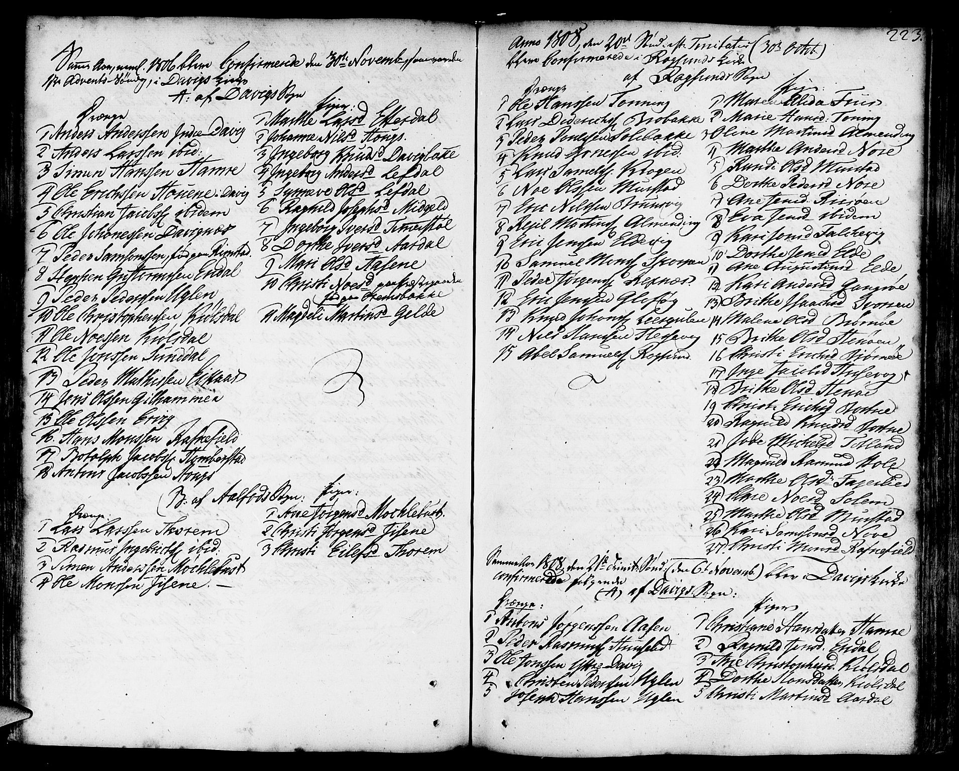Davik sokneprestembete, SAB/A-79701/H/Haa/Haaa/L0002: Parish register (official) no. A 2, 1742-1816, p. 223