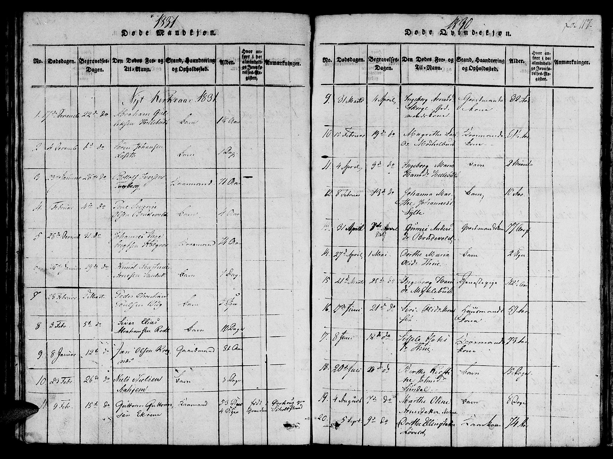 Ministerialprotokoller, klokkerbøker og fødselsregistre - Møre og Romsdal, AV/SAT-A-1454/501/L0004: Parish register (official) no. 501A04, 1816-1831, p. 117