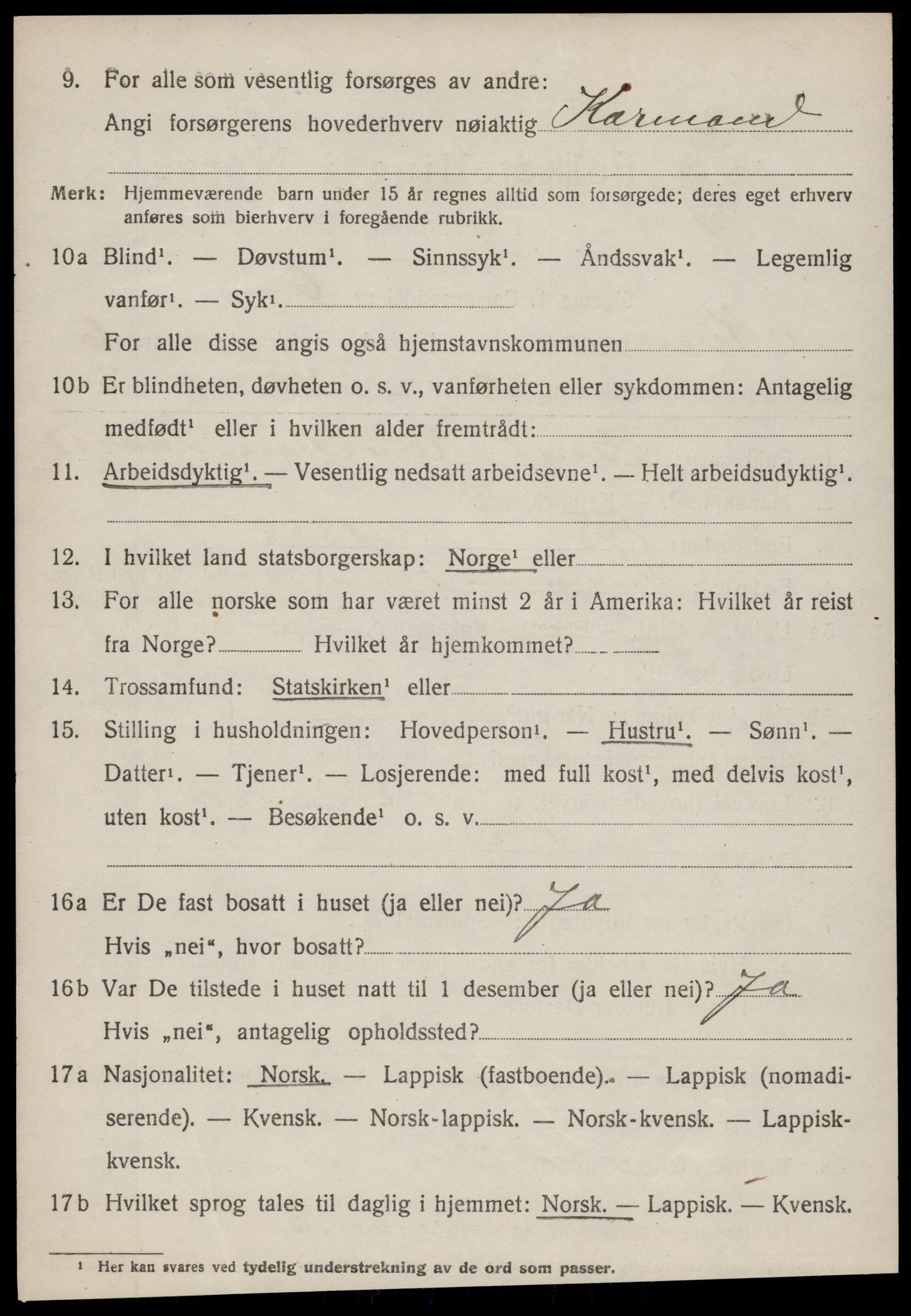 SAT, 1920 census for Kvenvær, 1920, p. 2489