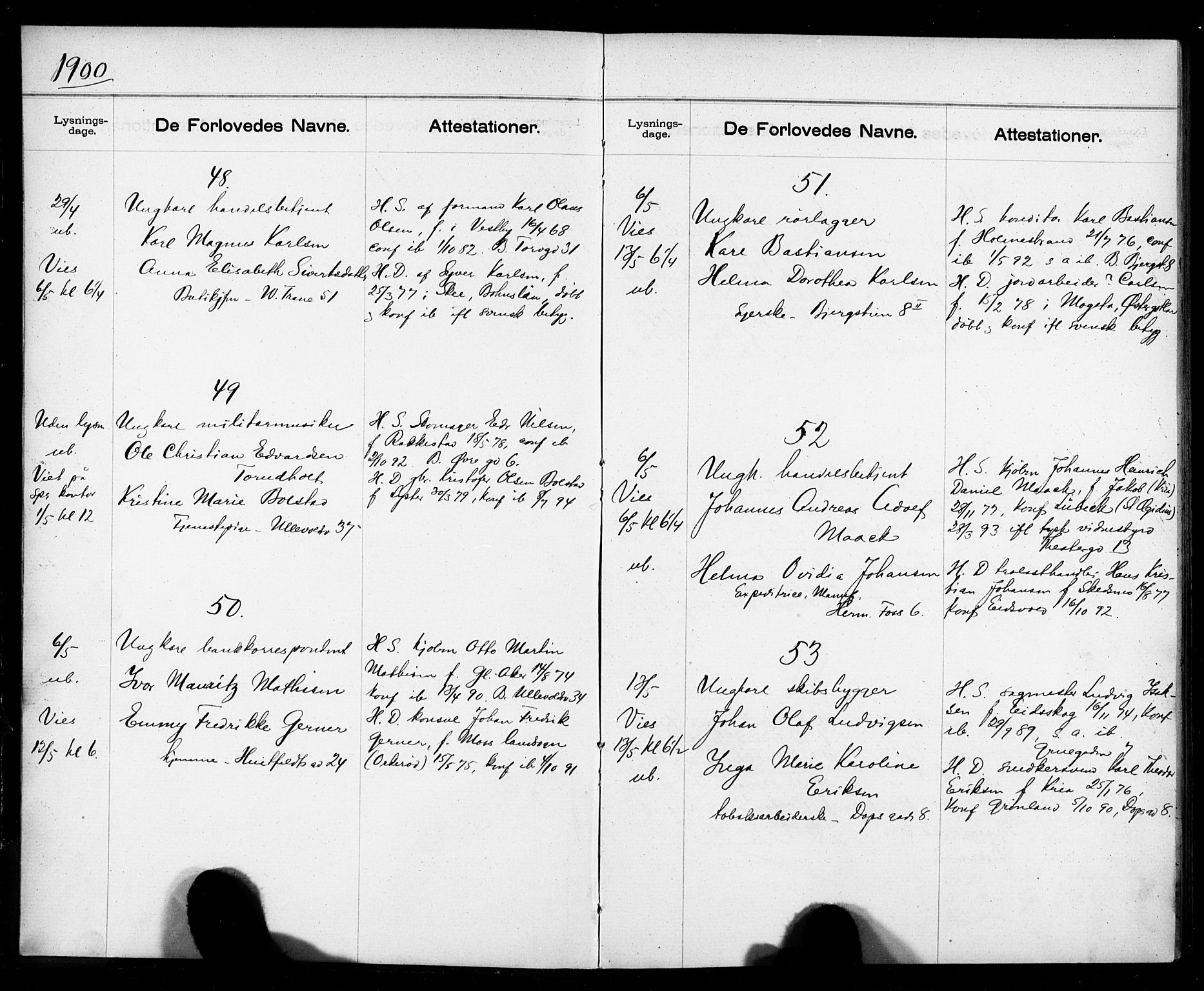 Gamle Aker prestekontor Kirkebøker, SAO/A-10617a/H/L0003: Banns register no. 3, 1900-1909