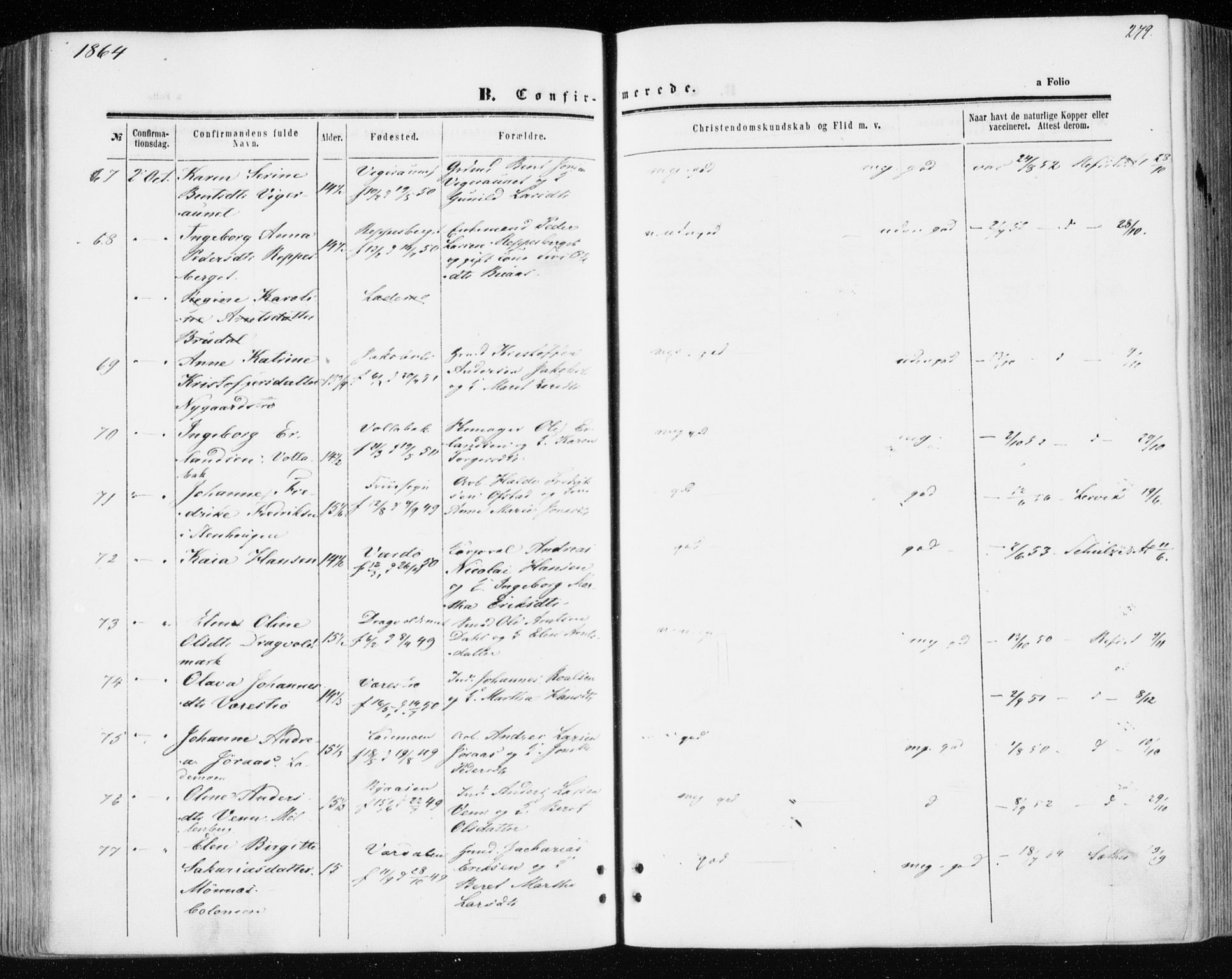 Ministerialprotokoller, klokkerbøker og fødselsregistre - Sør-Trøndelag, SAT/A-1456/606/L0292: Parish register (official) no. 606A07, 1856-1865, p. 279