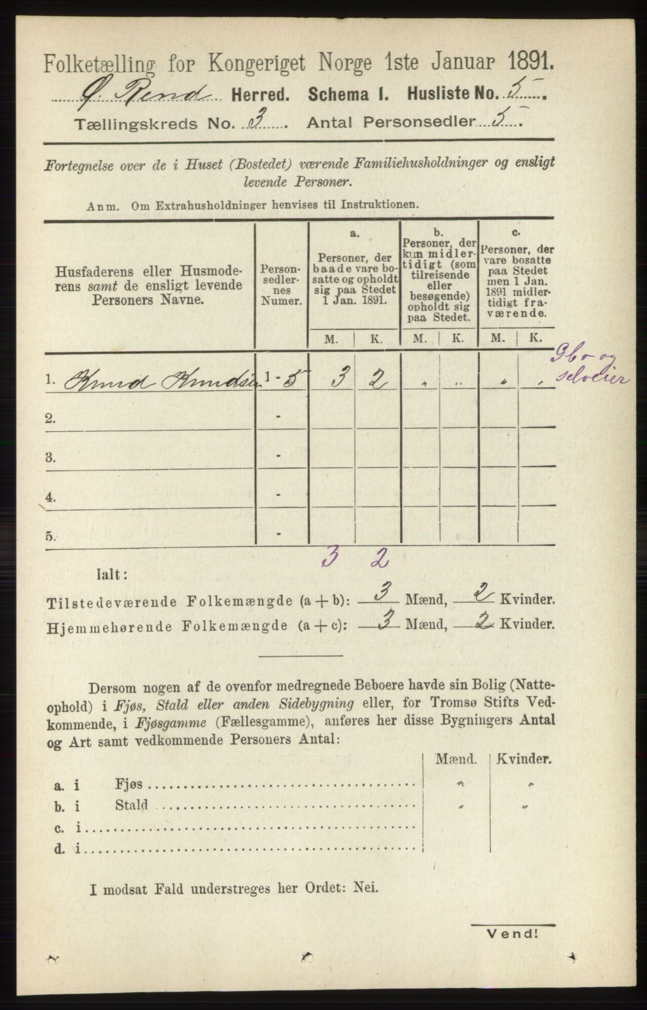 RA, 1891 census for 0433 Øvre Rendal, 1891, p. 804