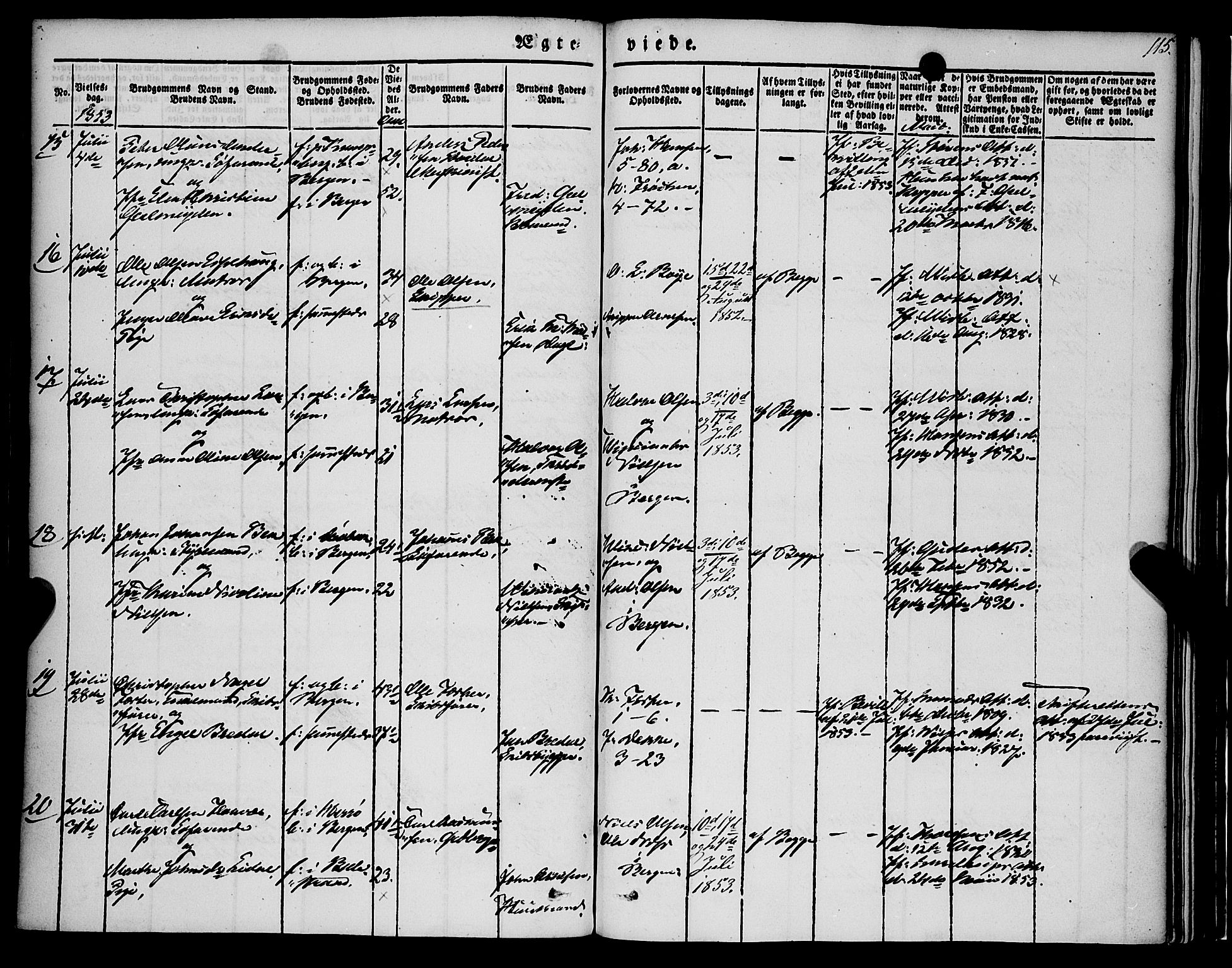 Nykirken Sokneprestembete, AV/SAB-A-77101/H/Haa/L0031: Parish register (official) no. D 1, 1834-1861, p. 115