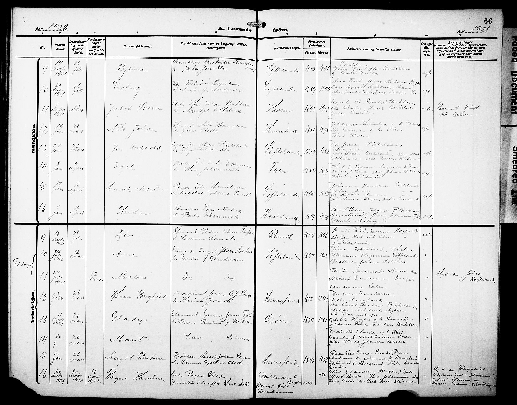 Os sokneprestembete, AV/SAB-A-99929: Parish register (copy) no. A 4, 1914-1923, p. 66