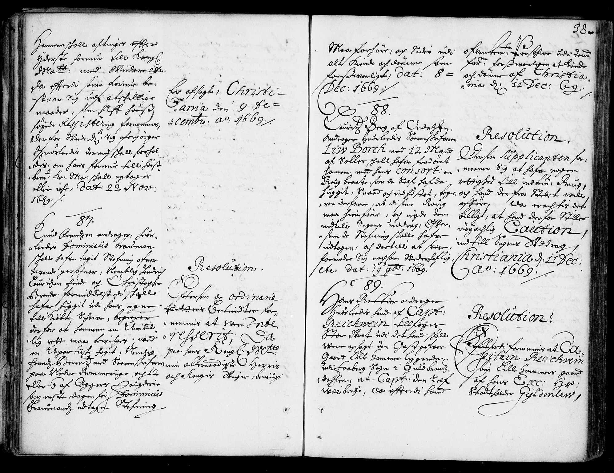 Stattholderembetet 1572-1771, AV/RA-EA-2870/Ad/L0002: Supplikasjons- og resolusjonsprotokoll, 1669-1671, p. 37b-38a