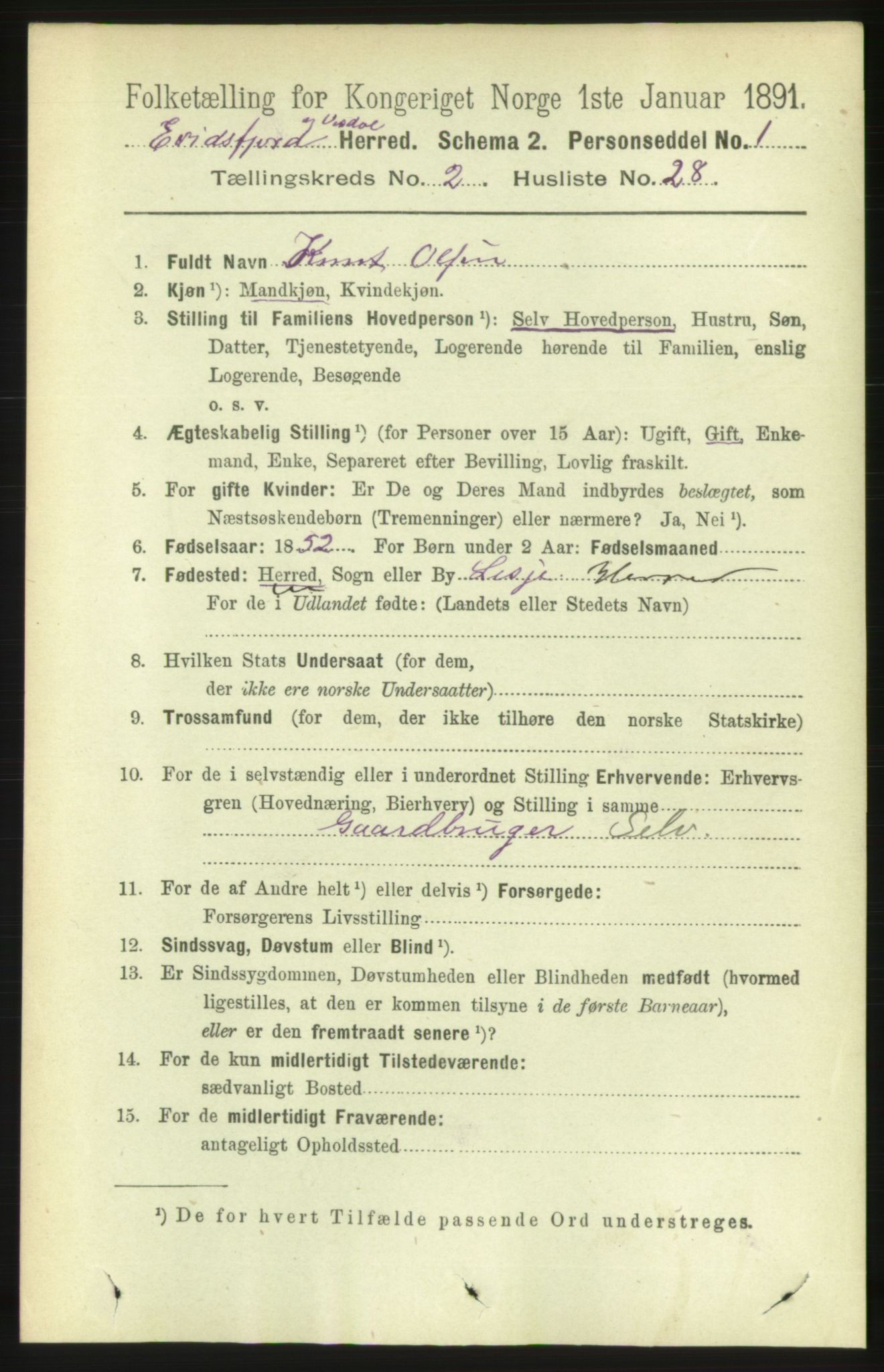 RA, 1891 census for 1542 Eresfjord og Vistdal, 1891, p. 486