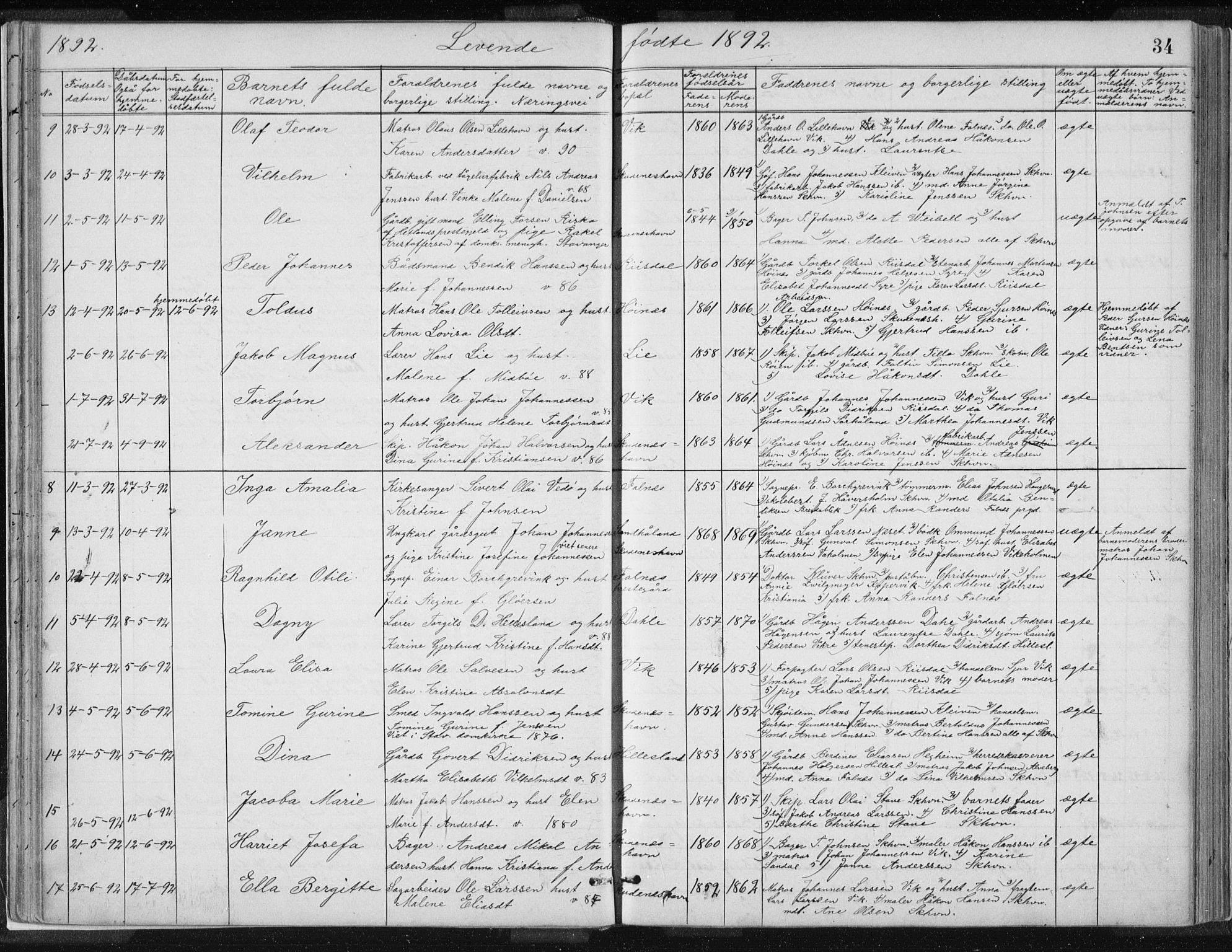 Skudenes sokneprestkontor, SAST/A -101849/H/Ha/Hab/L0007: Parish register (copy) no. B 7, 1885-1899, p. 34