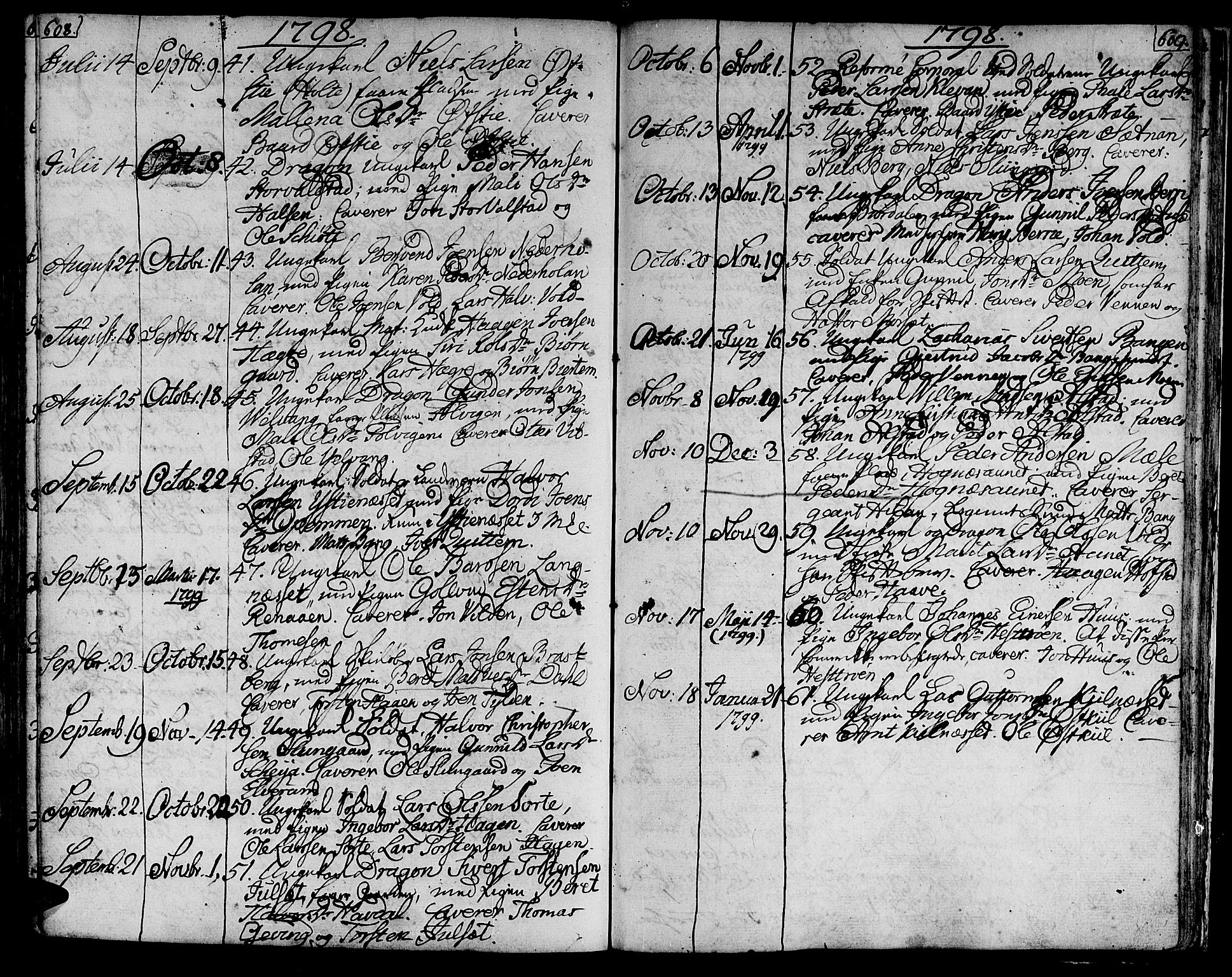 Ministerialprotokoller, klokkerbøker og fødselsregistre - Nord-Trøndelag, AV/SAT-A-1458/709/L0060: Parish register (official) no. 709A07, 1797-1815, p. 608-609