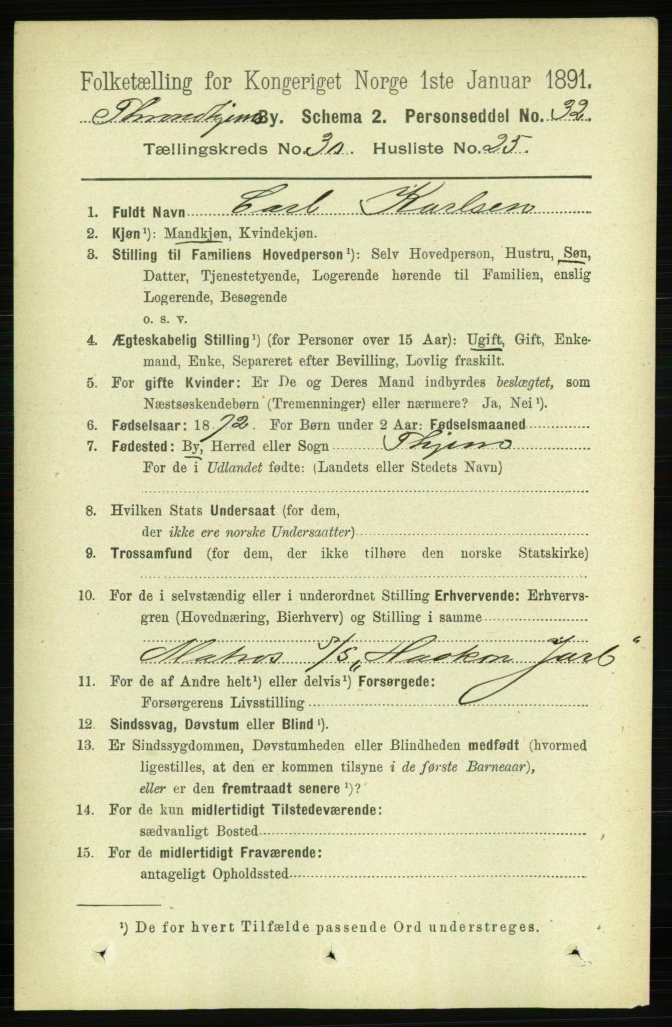 RA, 1891 census for 1601 Trondheim, 1891, p. 22698