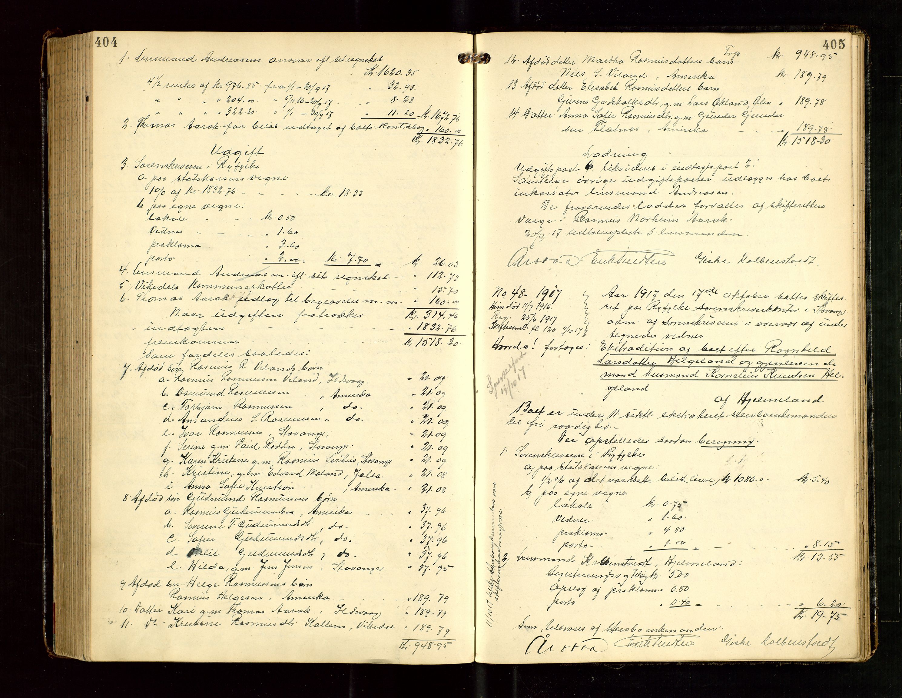 Ryfylke tingrett, SAST/A-100055/001/IV/IVG/L0004: Skifteutlodningsprotokoll Med register, 1912-1918, p. 404-405