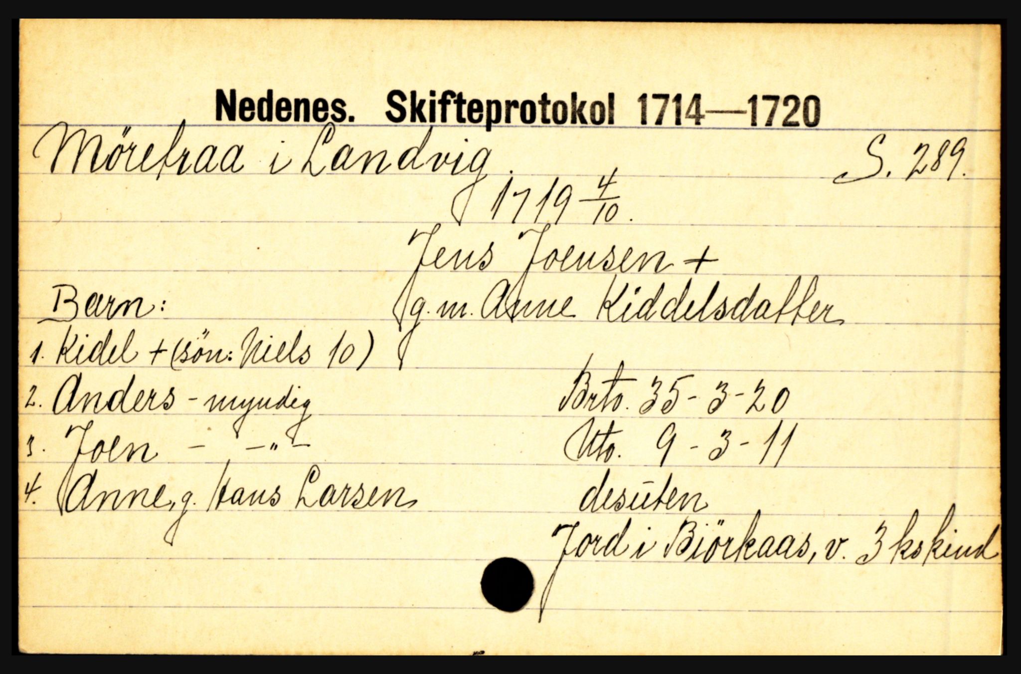 Nedenes sorenskriveri før 1824, AV/SAK-1221-0007/H, p. 20709