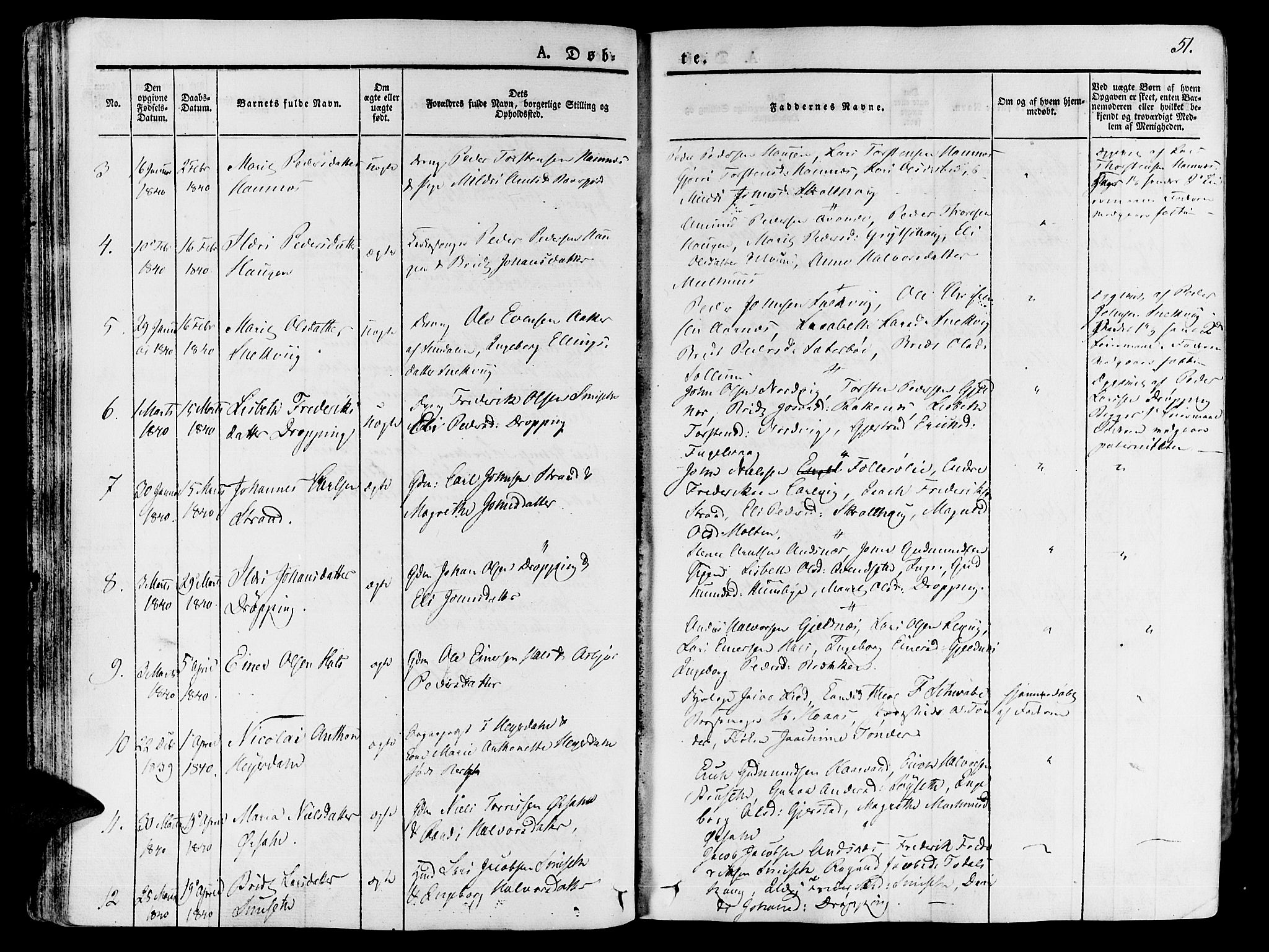 Ministerialprotokoller, klokkerbøker og fødselsregistre - Møre og Romsdal, SAT/A-1454/592/L1024: Parish register (official) no. 592A03 /1, 1831-1849, p. 51