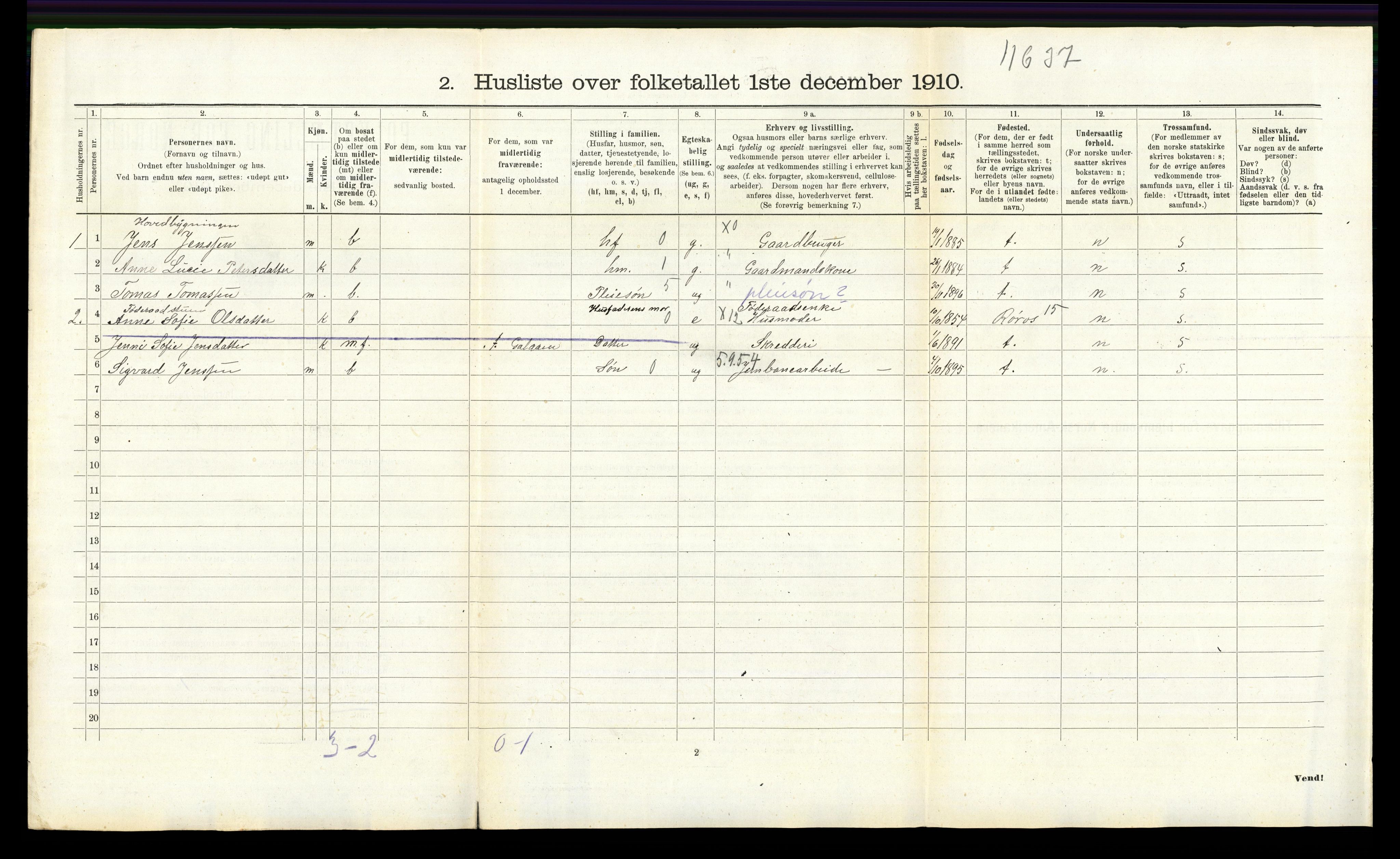 RA, 1910 census for Tolga, 1910, p. 779