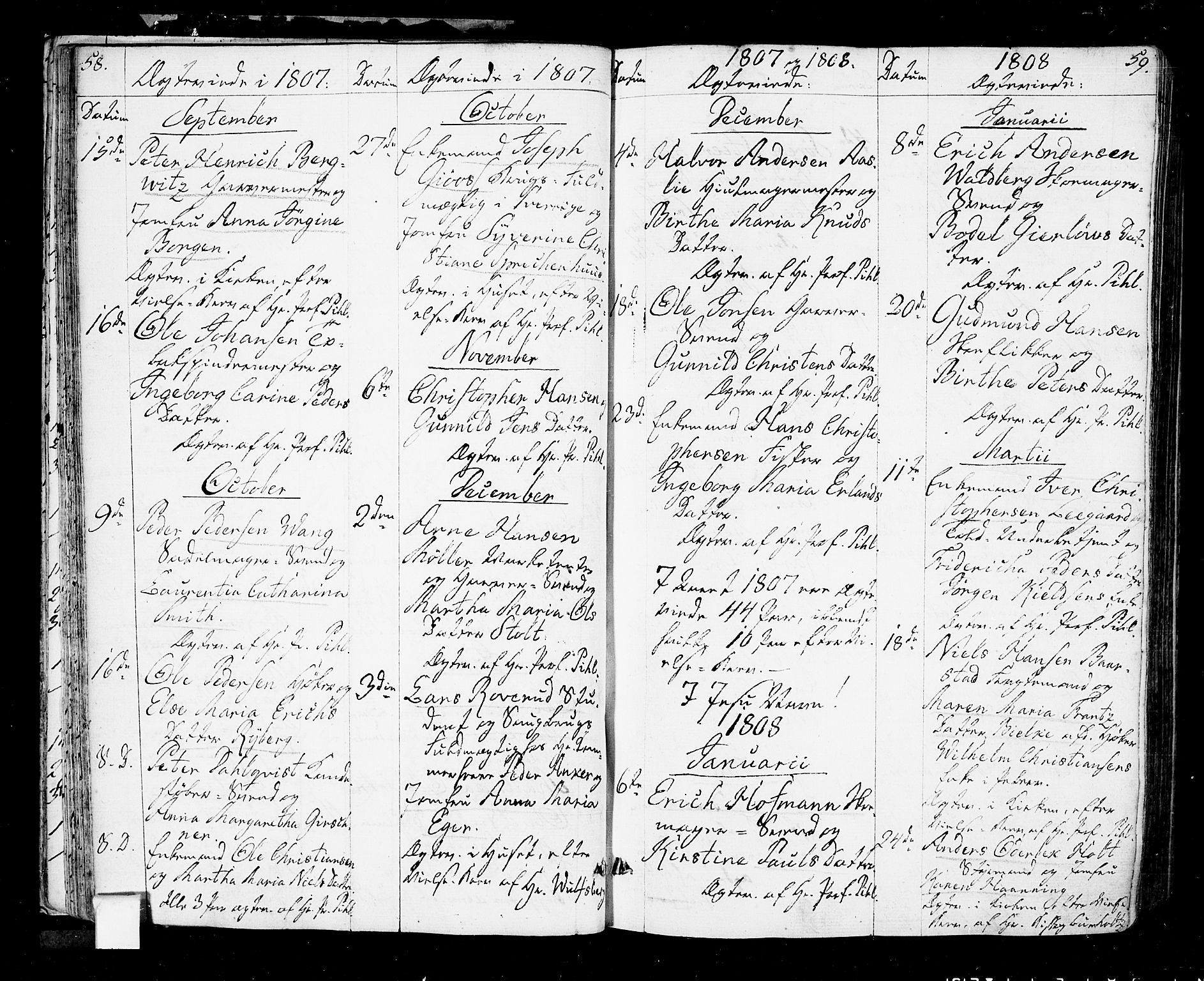 Oslo domkirke Kirkebøker, SAO/A-10752/F/Fa/L0006: Parish register (official) no. 6, 1807-1817, p. 58-59