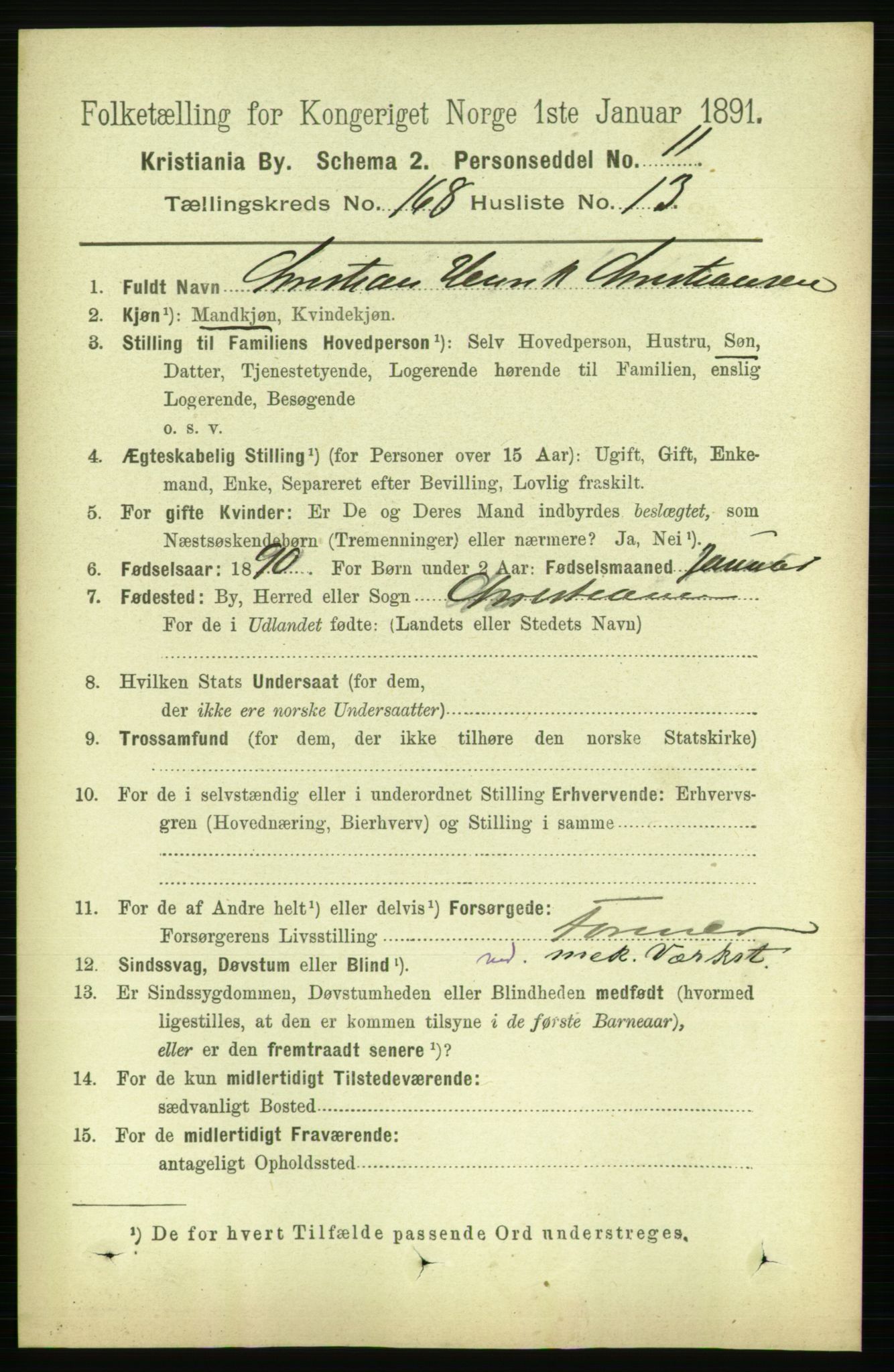 RA, 1891 census for 0301 Kristiania, 1891, p. 98367