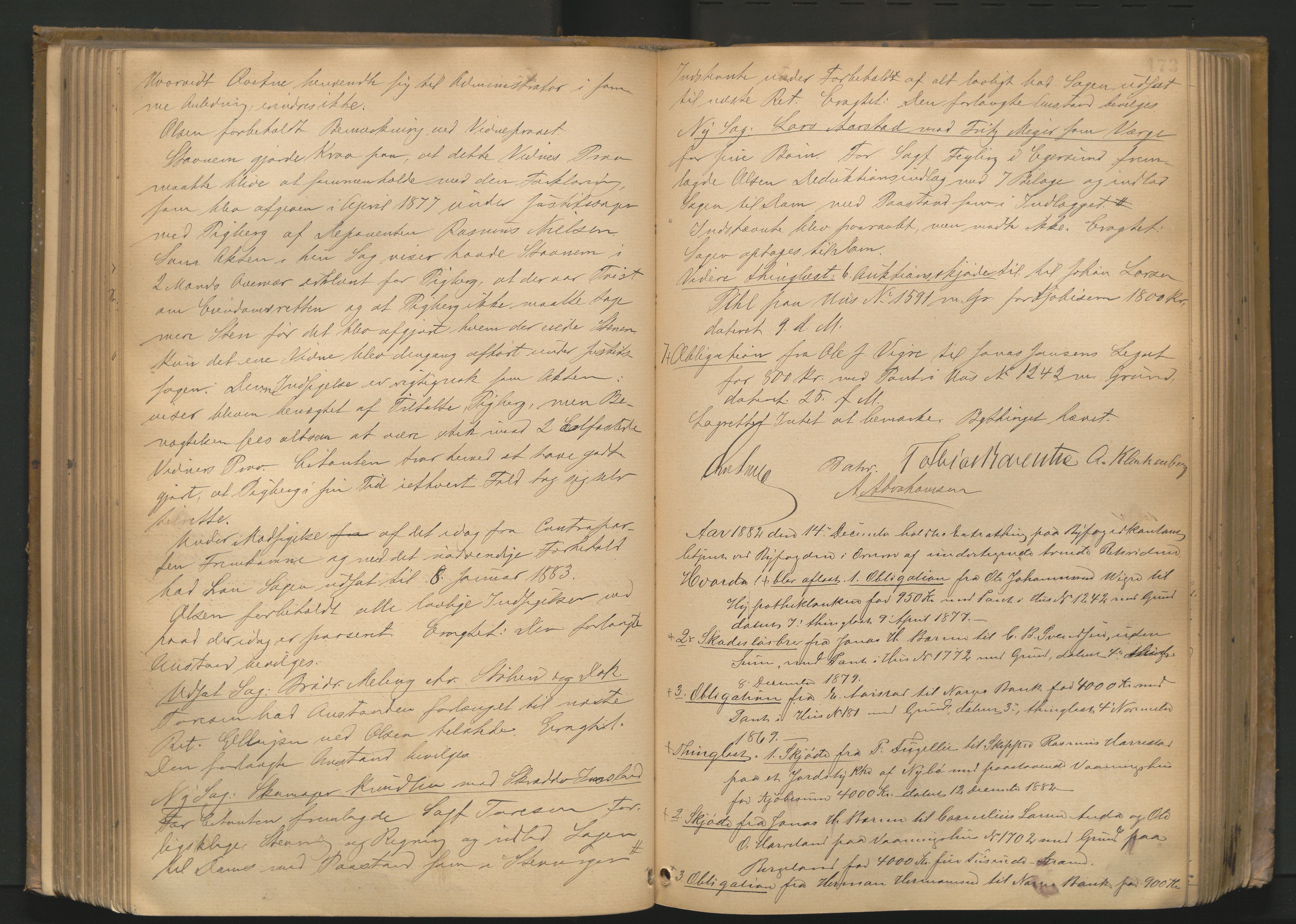 Stavanger byfogd, AV/SAST-A-101408/001/3/30/30BA/L0062: Bytingprotkoll, 1881-1885, p. 172b-173a