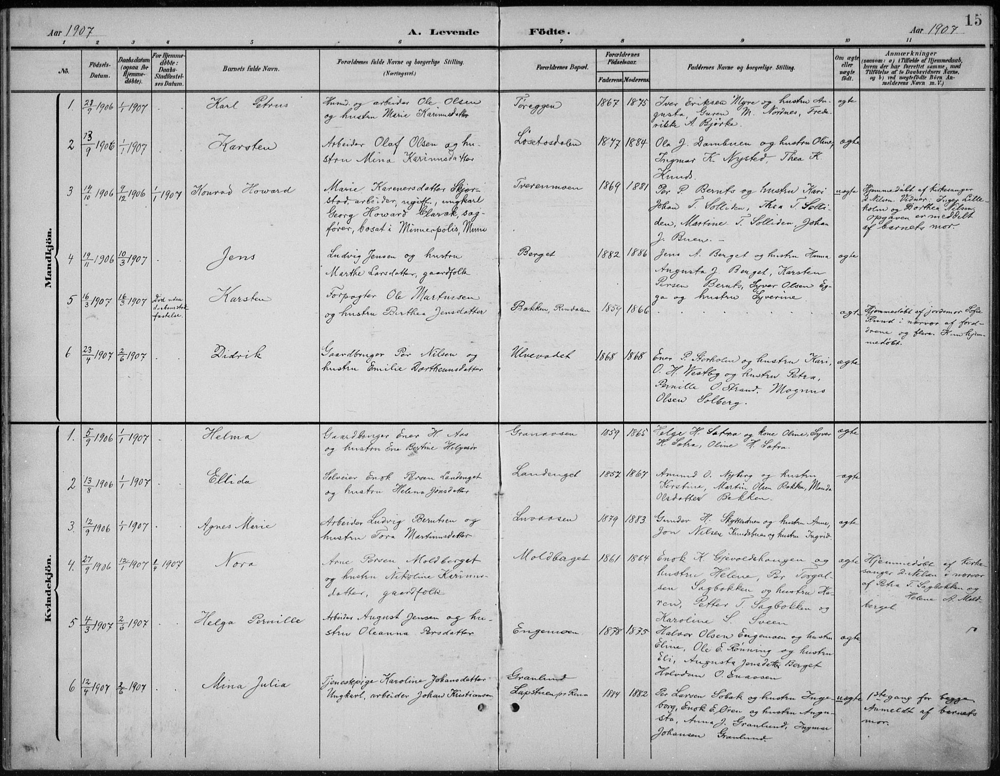 Åmot prestekontor, Hedmark, AV/SAH-PREST-056/H/Ha/Hab/L0003: Parish register (copy) no. 3, 1902-1938, p. 15