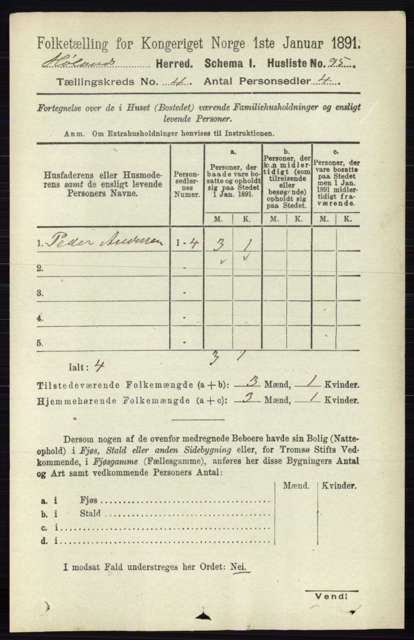 RA, 1891 census for 0221 Høland, 1891, p. 2551