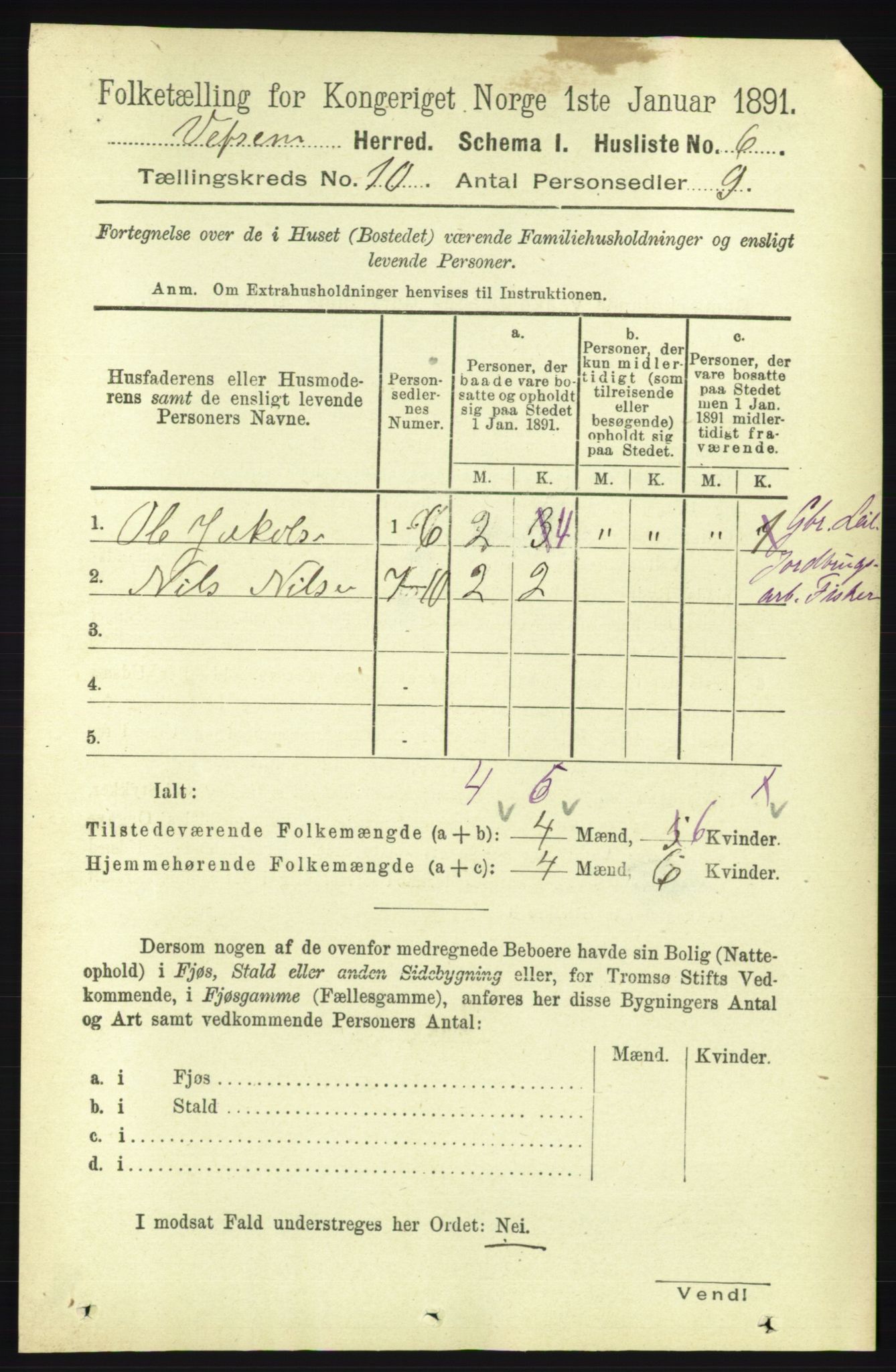 RA, 1891 census for 1824 Vefsn, 1891, p. 5141