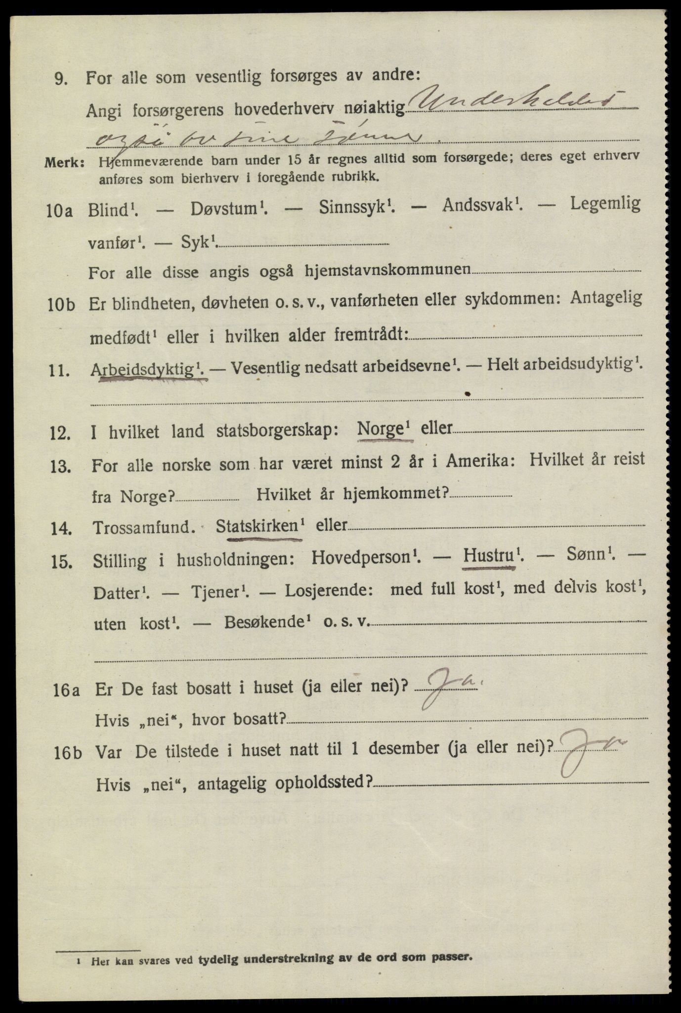 SAKO, 1920 census for Sannidal, 1920, p. 3312