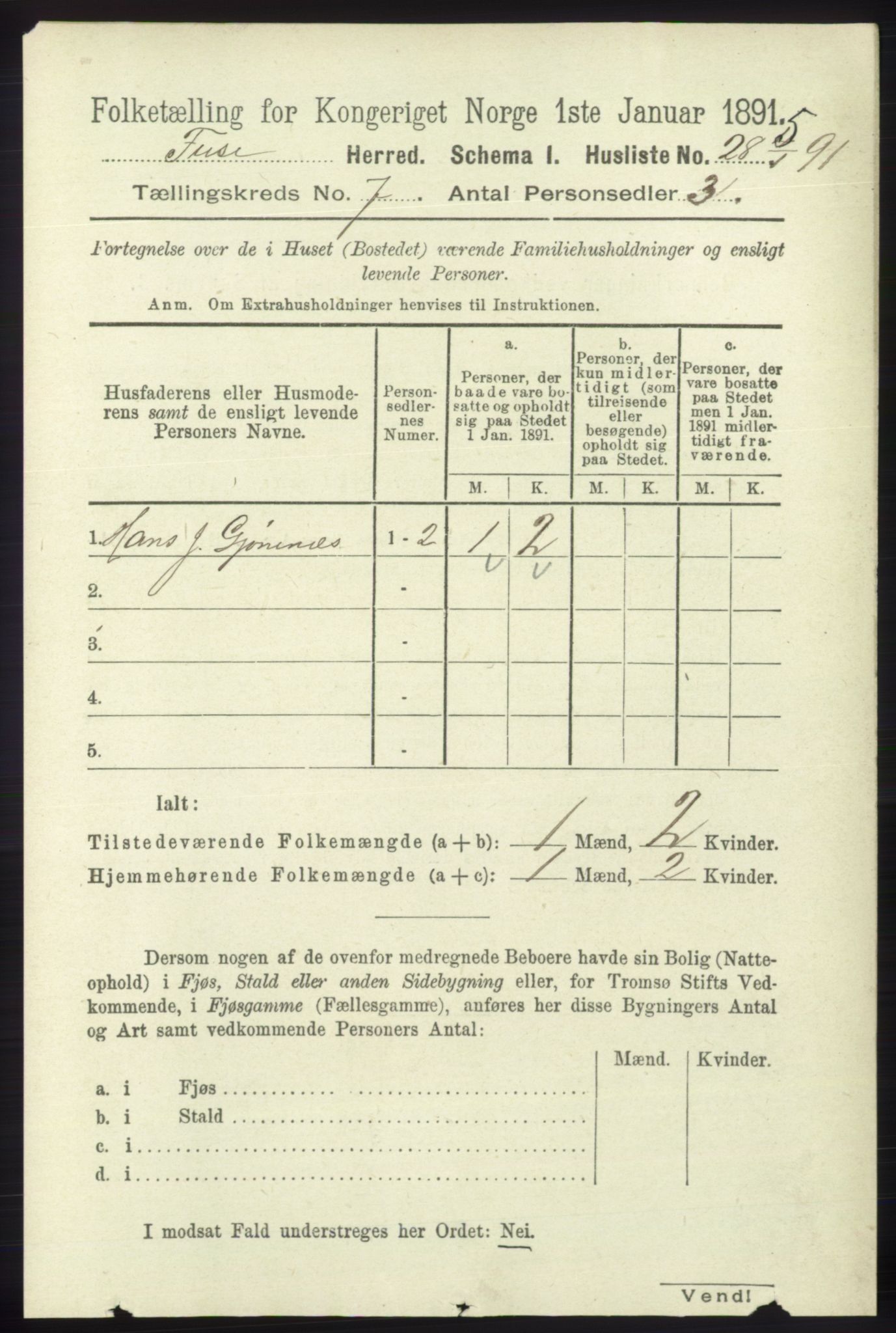 RA, 1891 census for 1241 Fusa, 1891, p. 1292