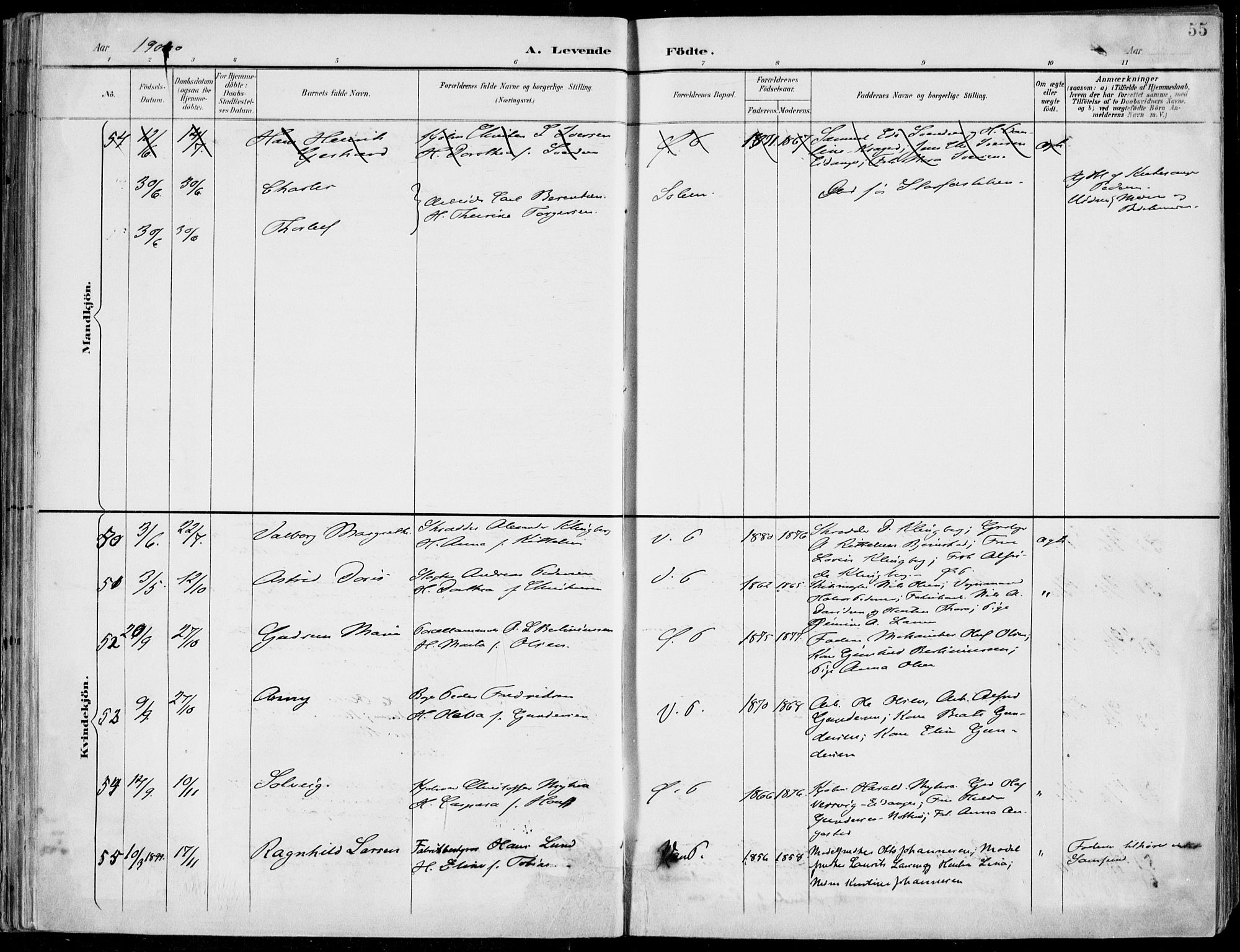 Porsgrunn kirkebøker , AV/SAKO-A-104/F/Fa/L0010: Parish register (official) no. 10, 1895-1919, p. 55