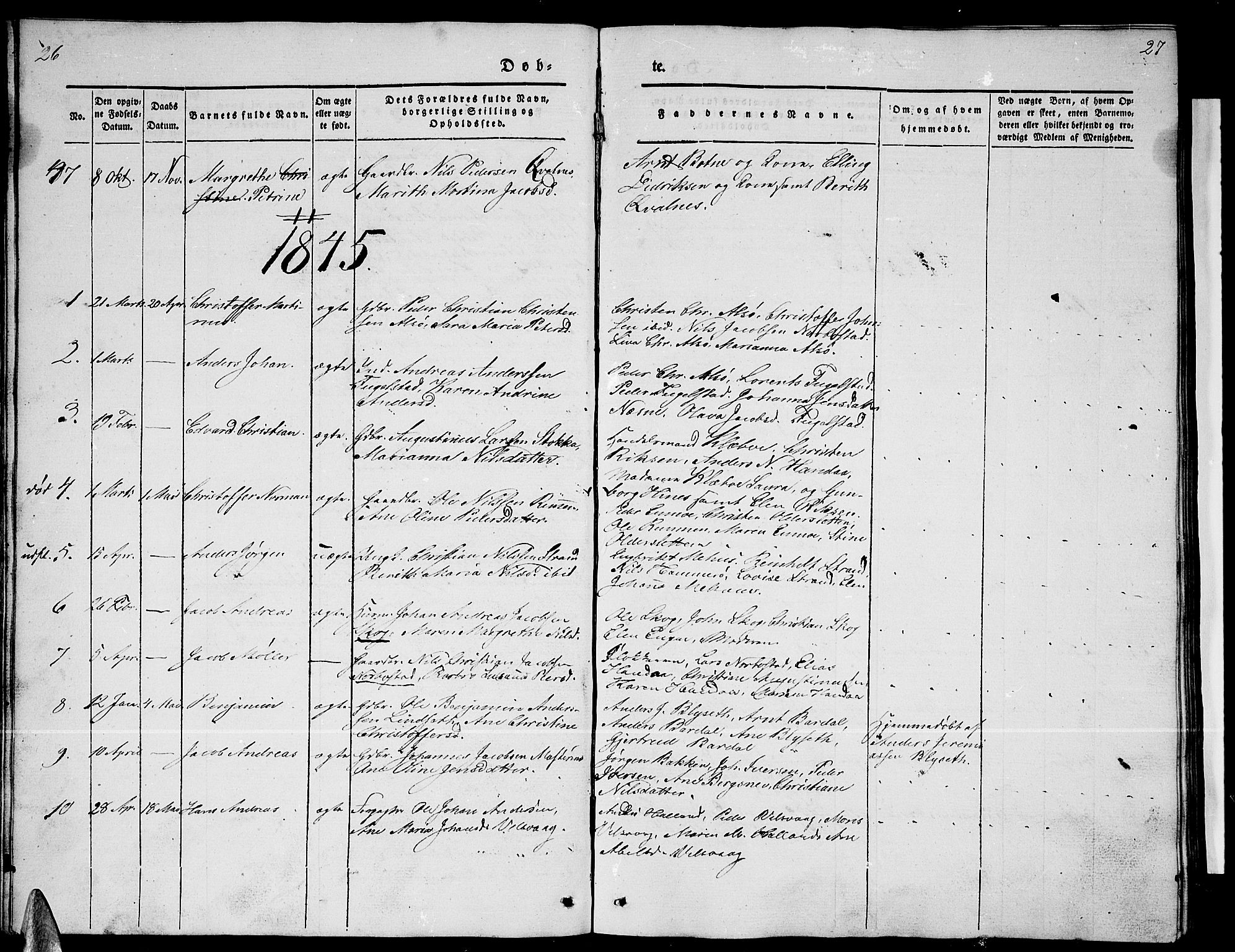 Ministerialprotokoller, klokkerbøker og fødselsregistre - Nordland, AV/SAT-A-1459/838/L0555: Parish register (copy) no. 838C02, 1842-1861, p. 26-27