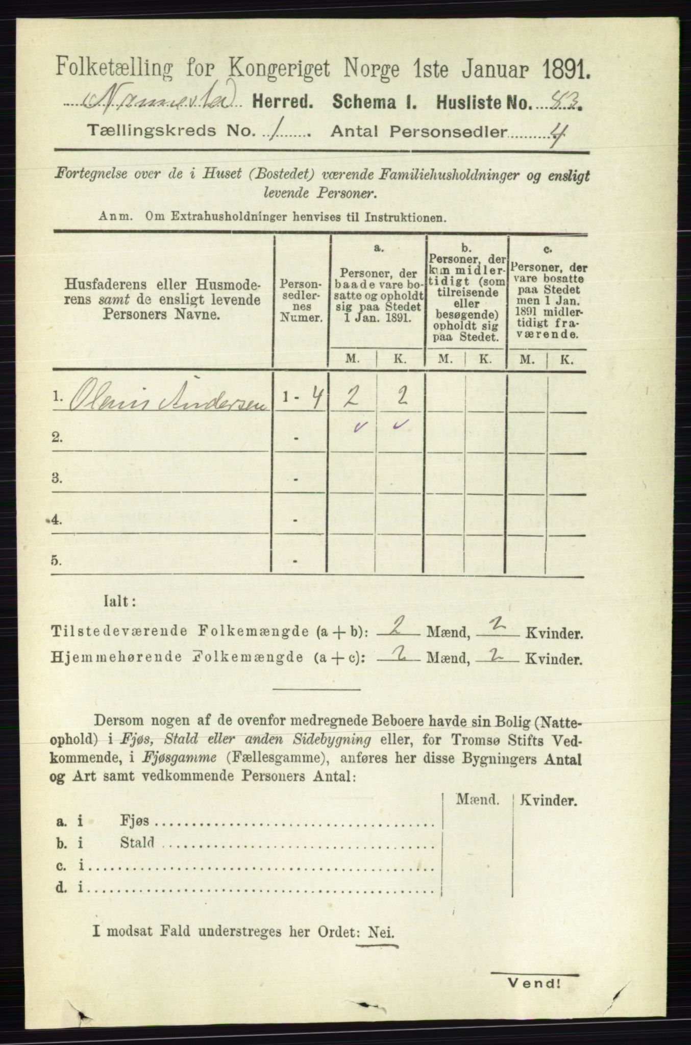 RA, 1891 census for 0238 Nannestad, 1891, p. 113