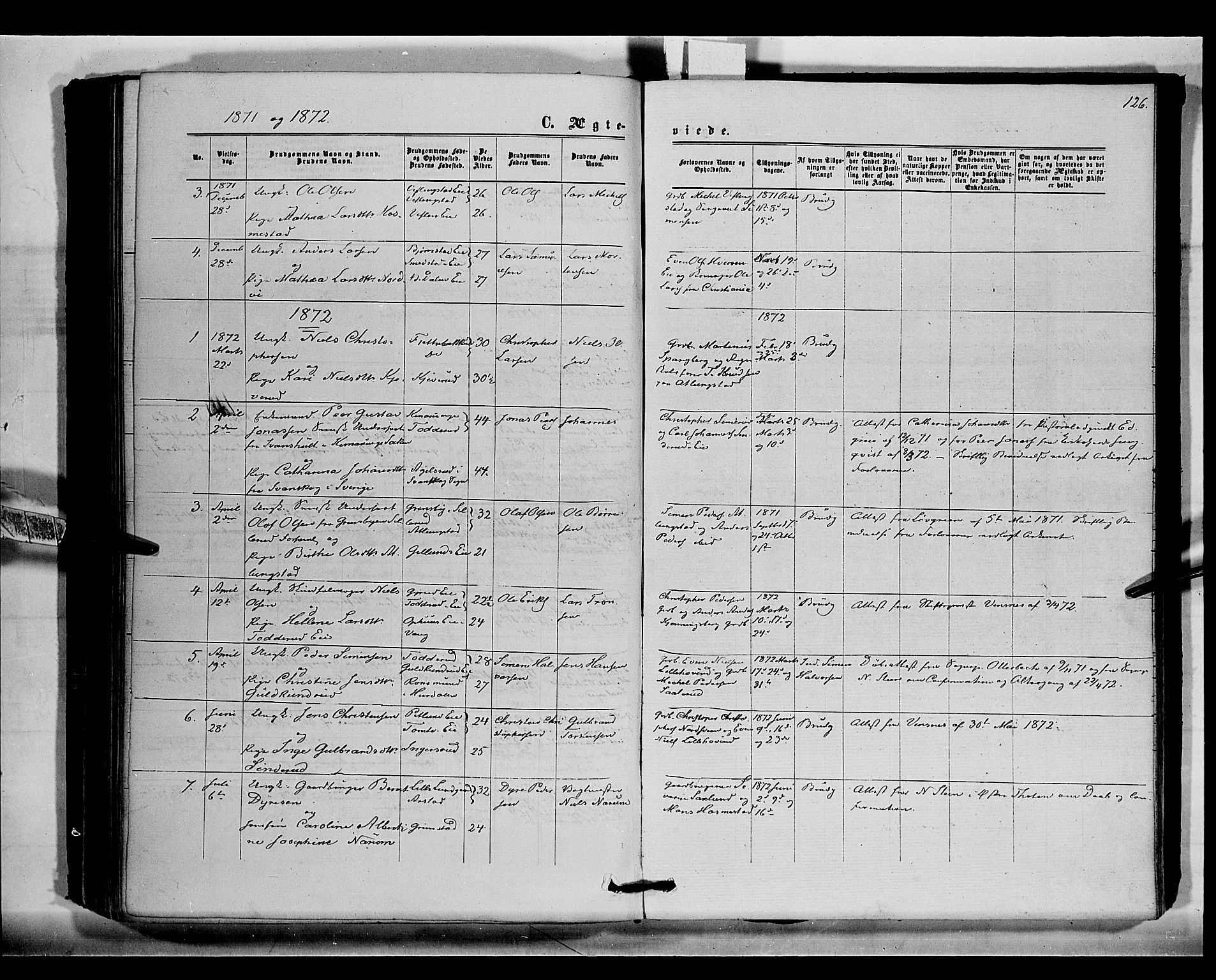 Stange prestekontor, SAH/PREST-002/K/L0015: Parish register (official) no. 15, 1862-1879, p. 126