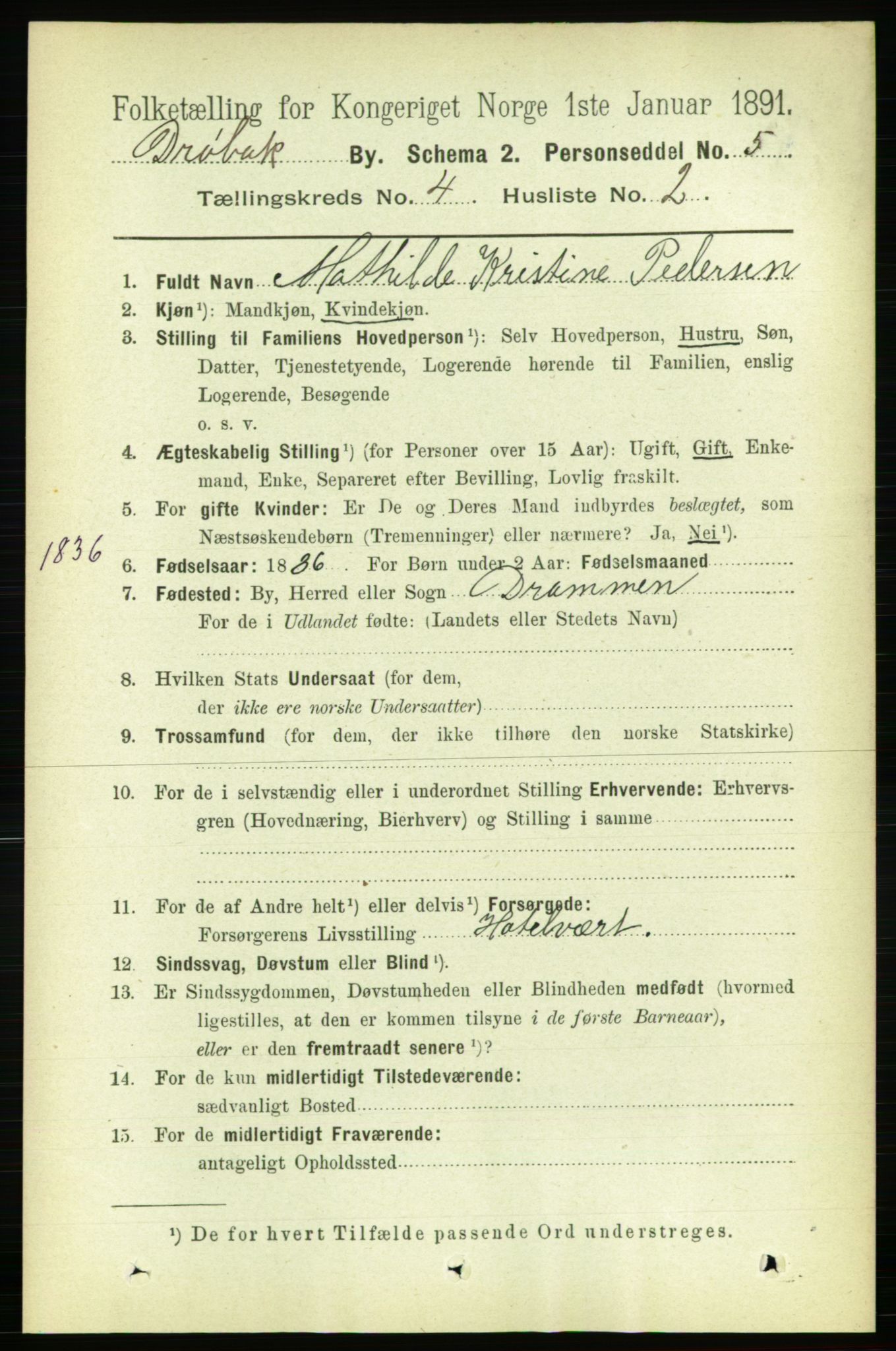 RA, 1891 census for 0203 Drøbak, 1891, p. 2535