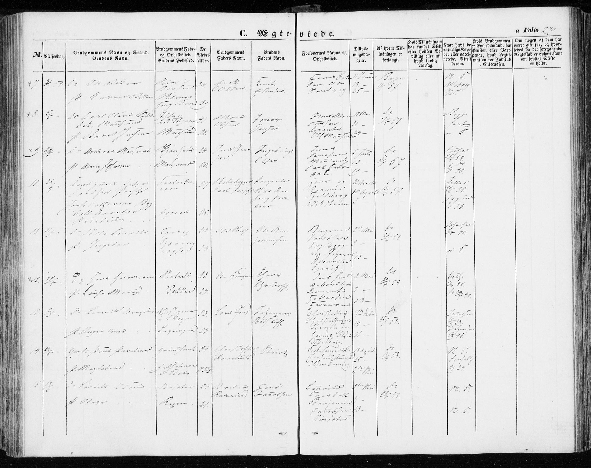 Ministerialprotokoller, klokkerbøker og fødselsregistre - Sør-Trøndelag, SAT/A-1456/634/L0530: Parish register (official) no. 634A06, 1852-1860, p. 279