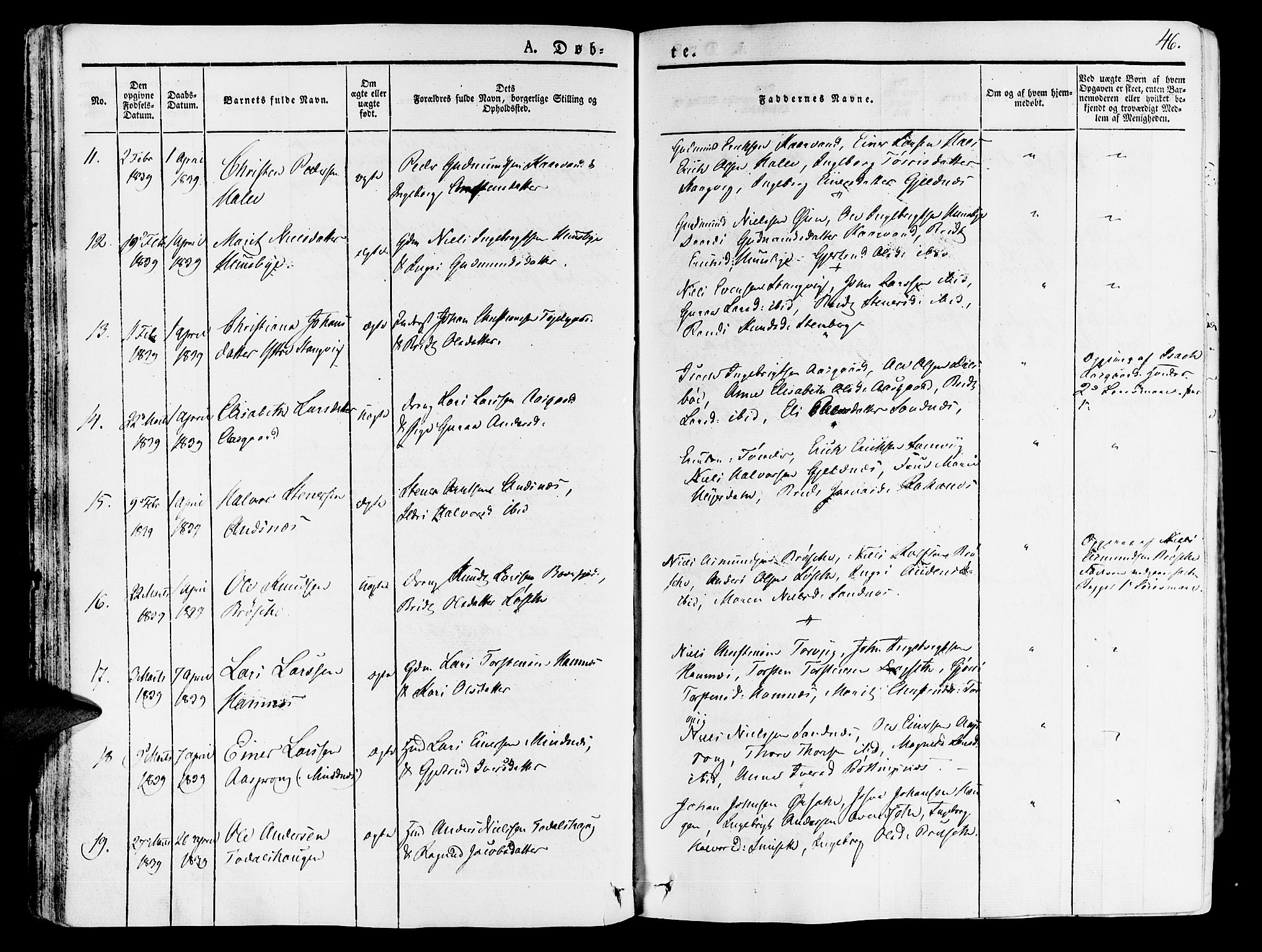 Ministerialprotokoller, klokkerbøker og fødselsregistre - Møre og Romsdal, AV/SAT-A-1454/592/L1024: Parish register (official) no. 592A03 /1, 1831-1849, p. 46