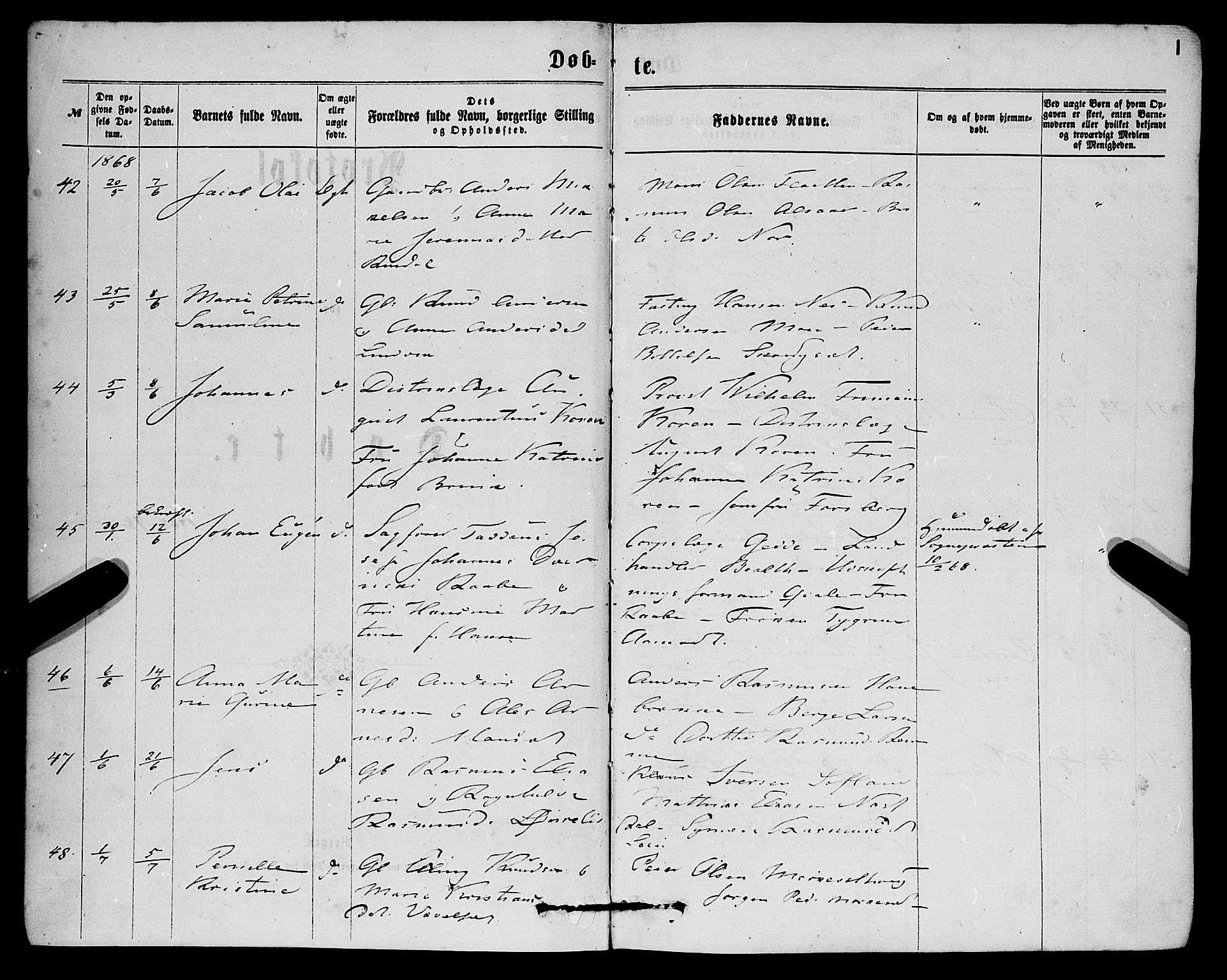 Eid sokneprestembete, SAB/A-82301/H/Haa/Haaa/L0010: Parish register (official) no. A 10, 1867-1878, p. 1